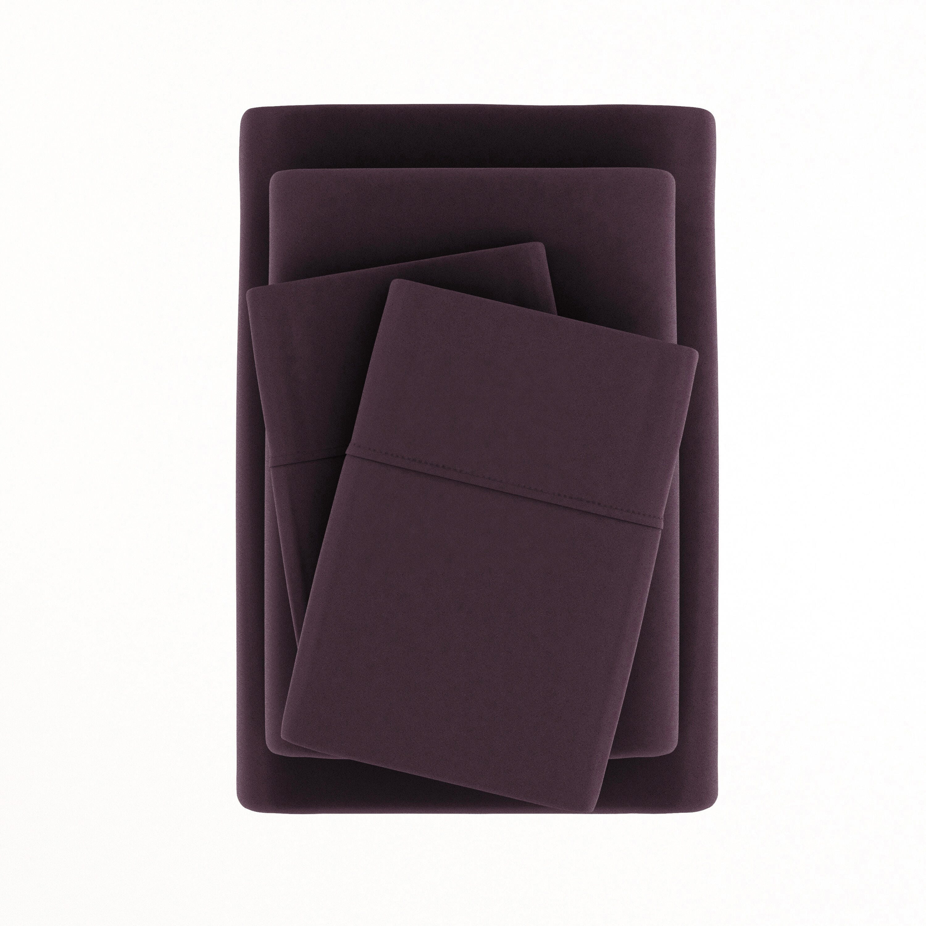 4 Piece Premium Ultra Soft Full Bed Sheet Set, Purple, large
