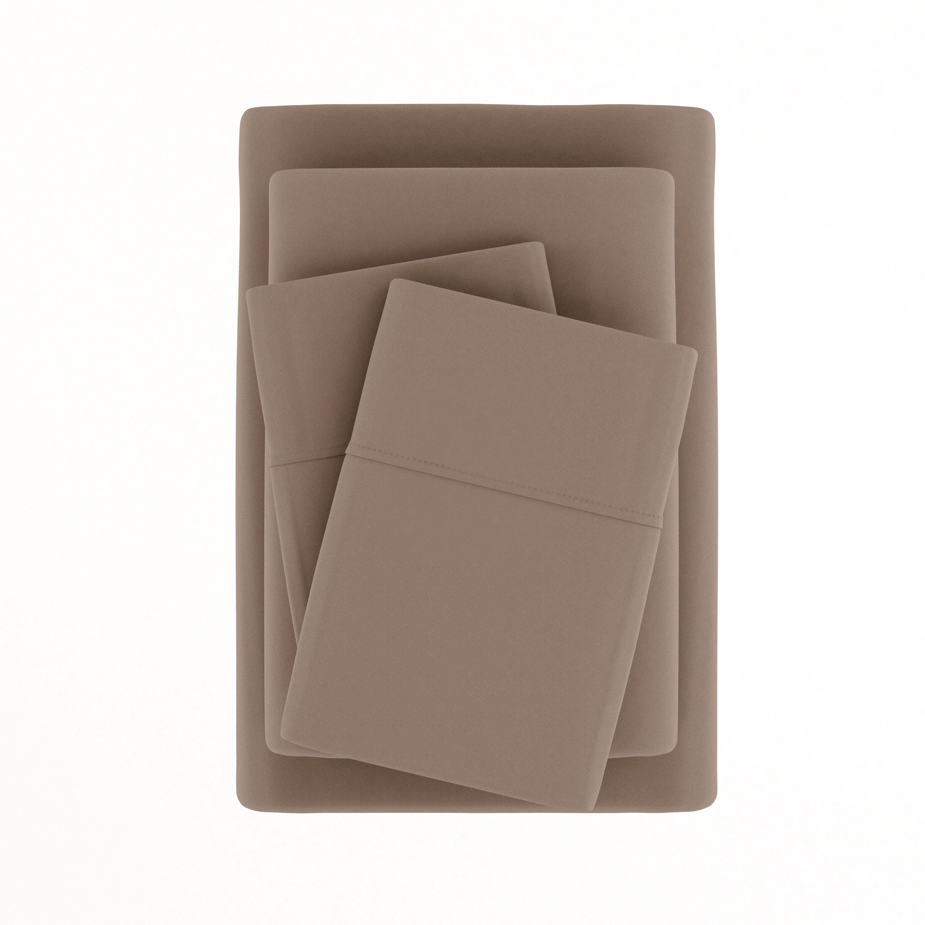 4 Piece Premium Ultra Soft Full Bed Sheet Set, Taupe, large