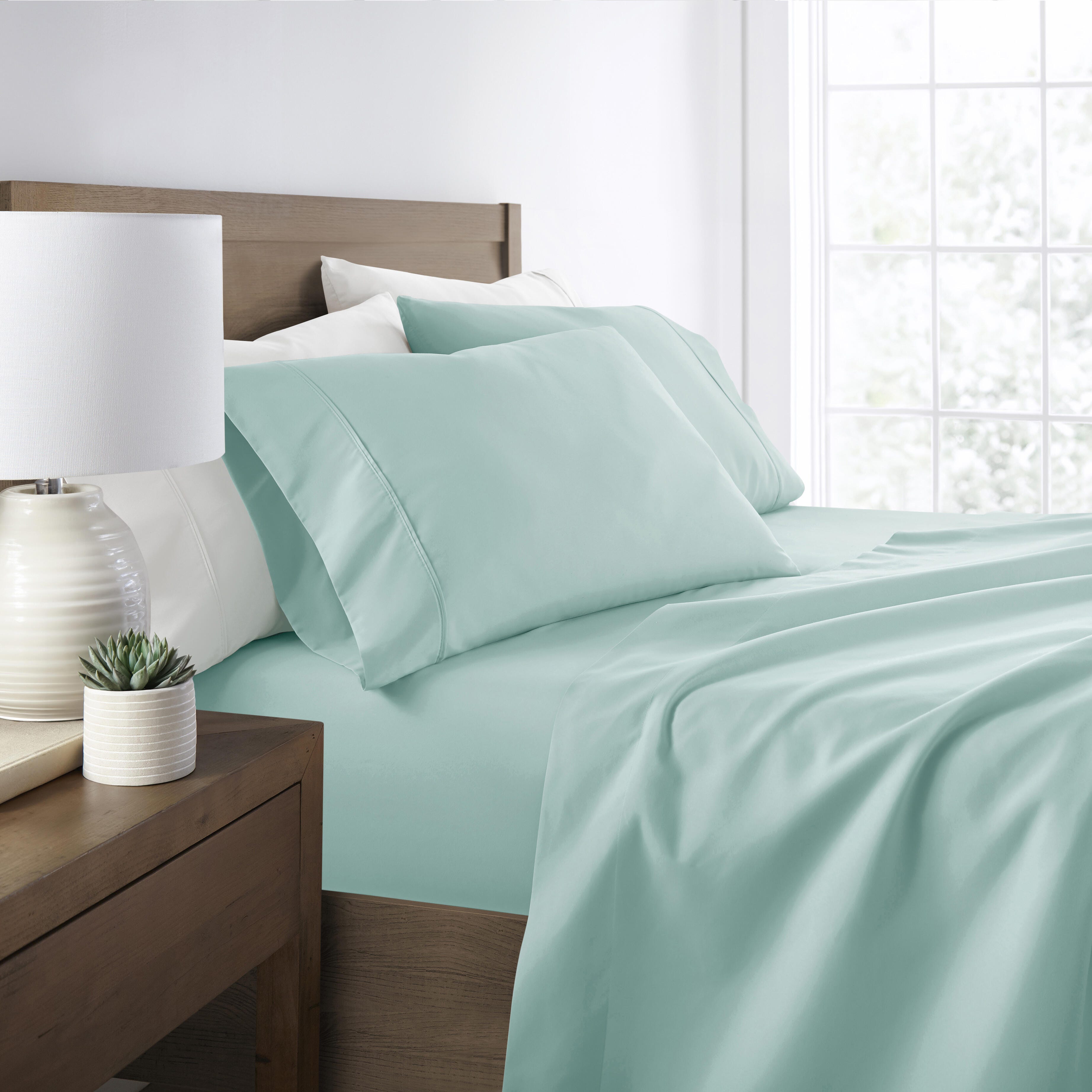 4 Piece Premium Ultra Soft King Bed Sheet Set, Aqua, large