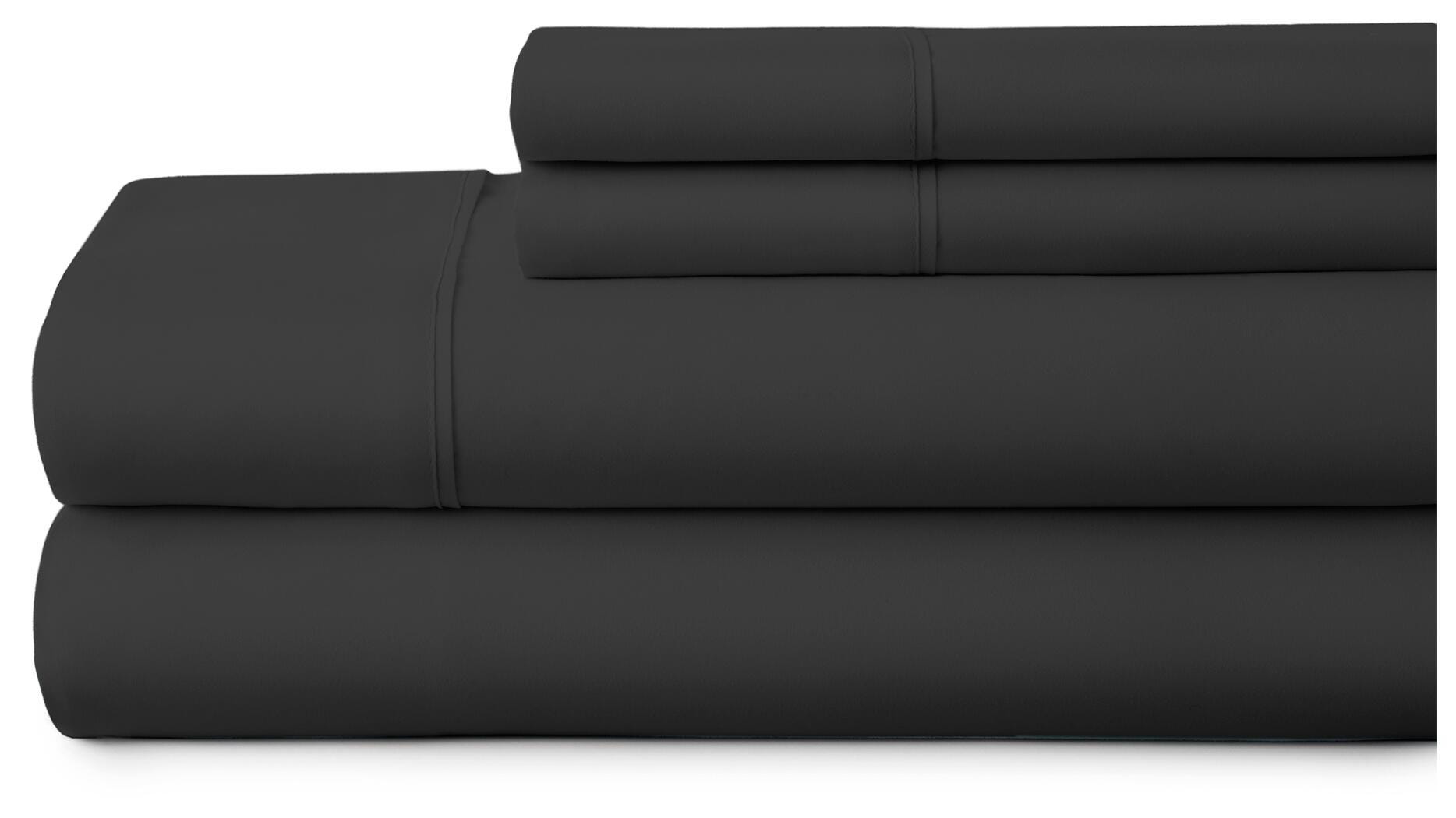 4 Piece Premium Ultra Soft King Bed Sheet Set, Black, large