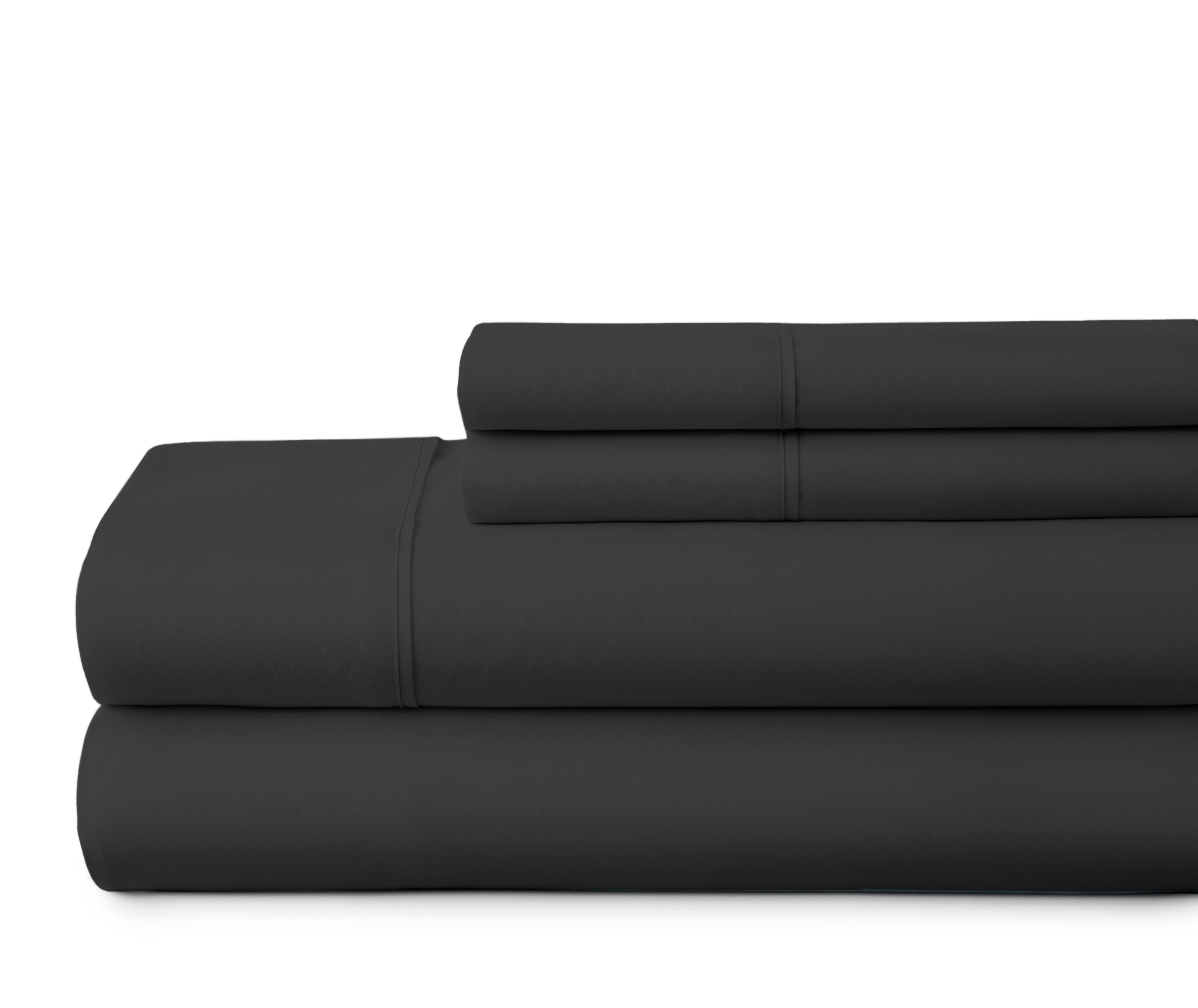 4 Piece Premium Ultra Soft King Bed Sheet Set, Black, large