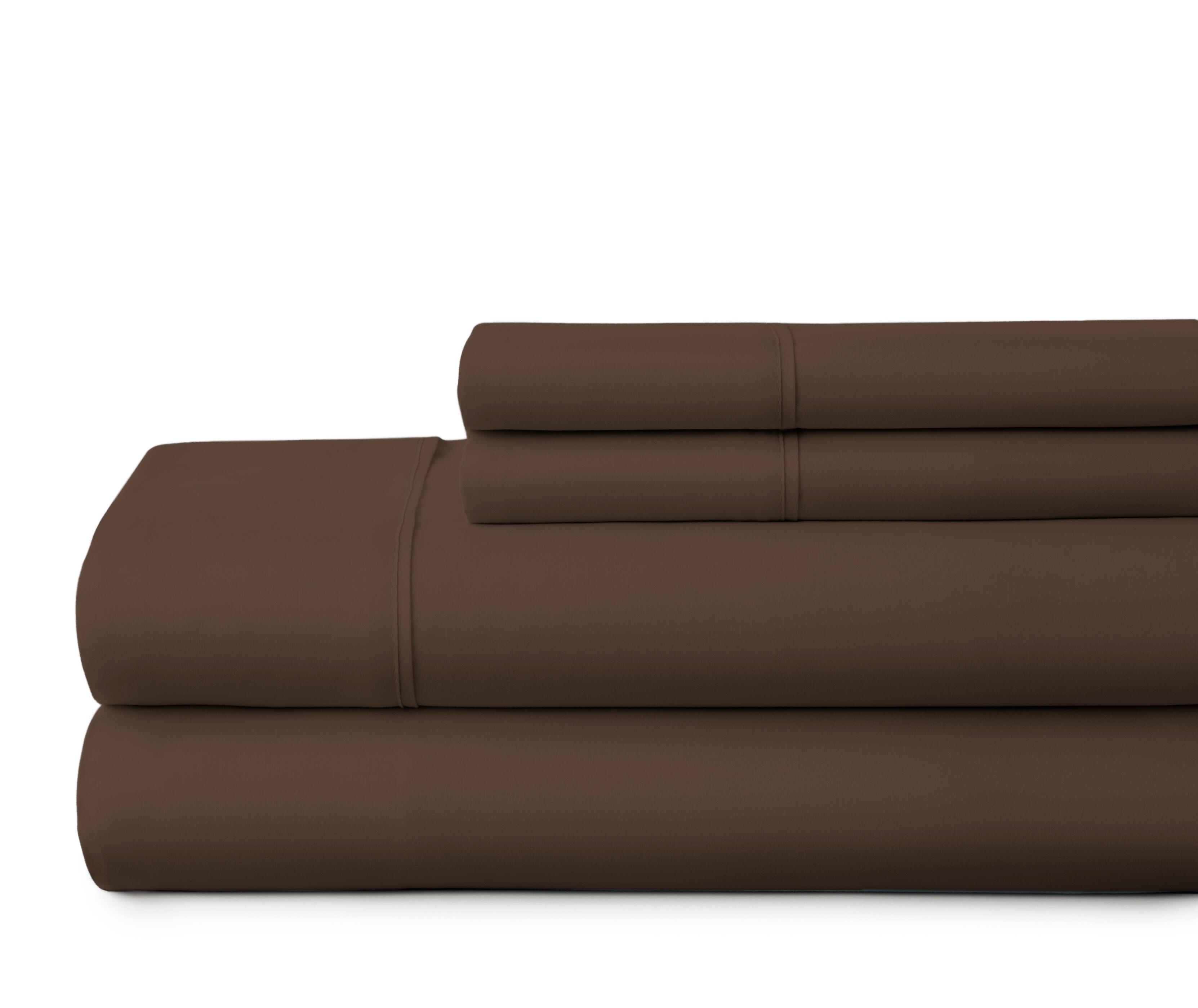 4 Piece Premium Ultra Soft King Bed Sheet Set, Chocolate, large