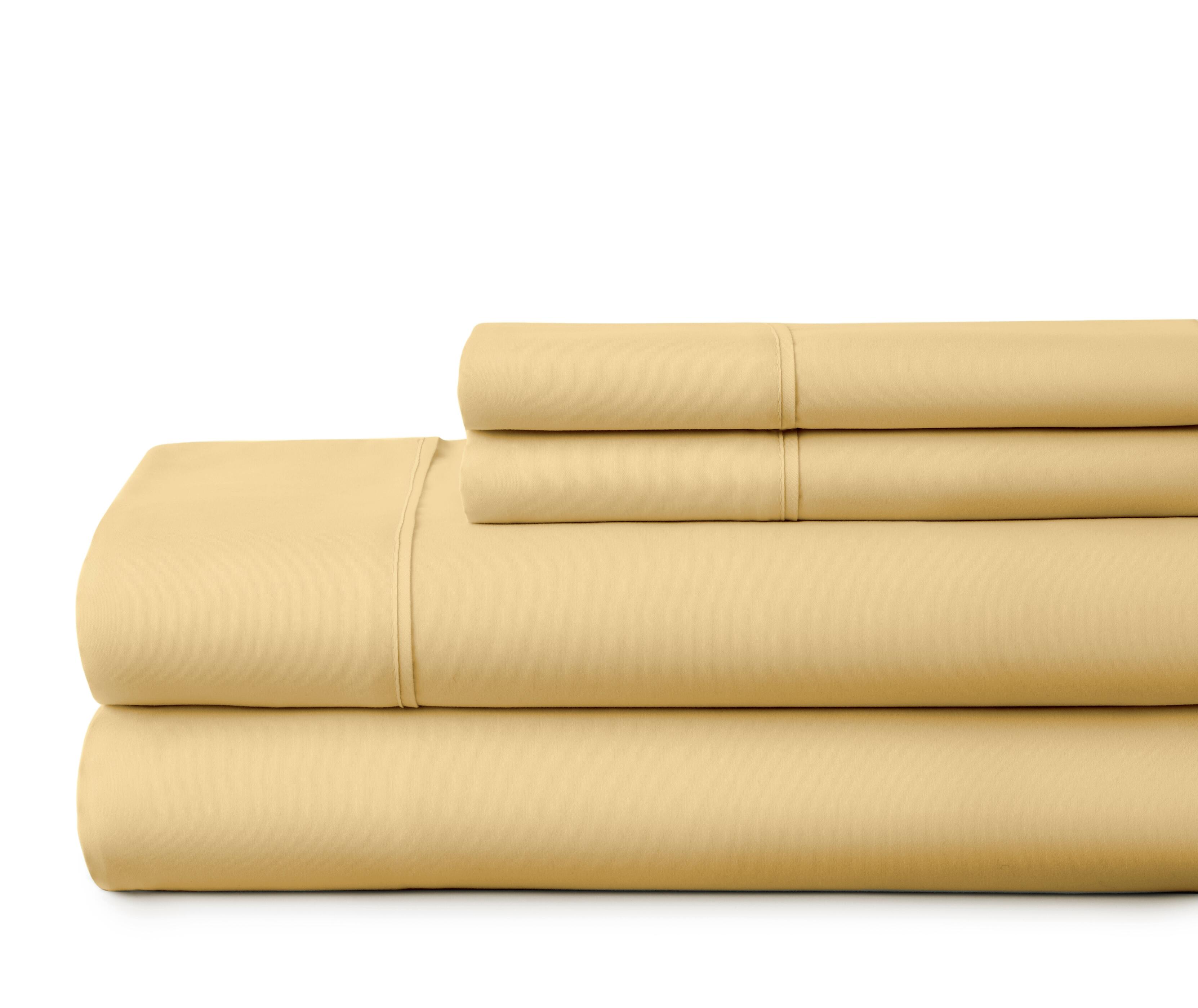 4 Piece Premium Ultra Soft King Bed Sheet Set, Gold, large