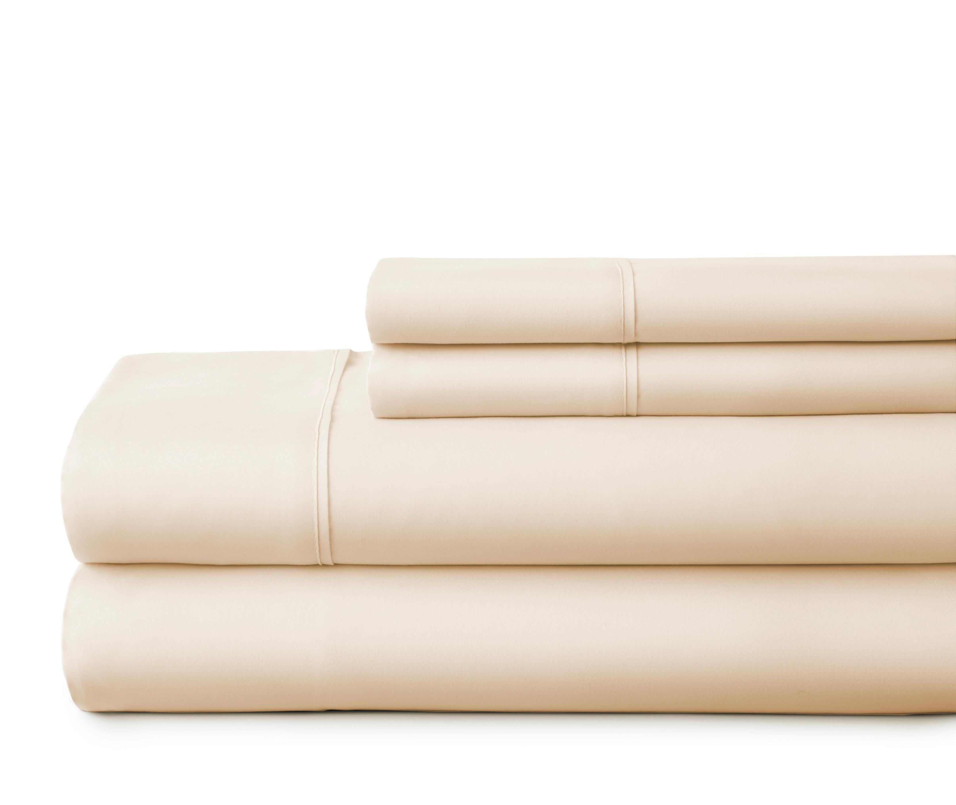 4 Piece Premium Ultra Soft King Bed Sheet Set, Ivory, large