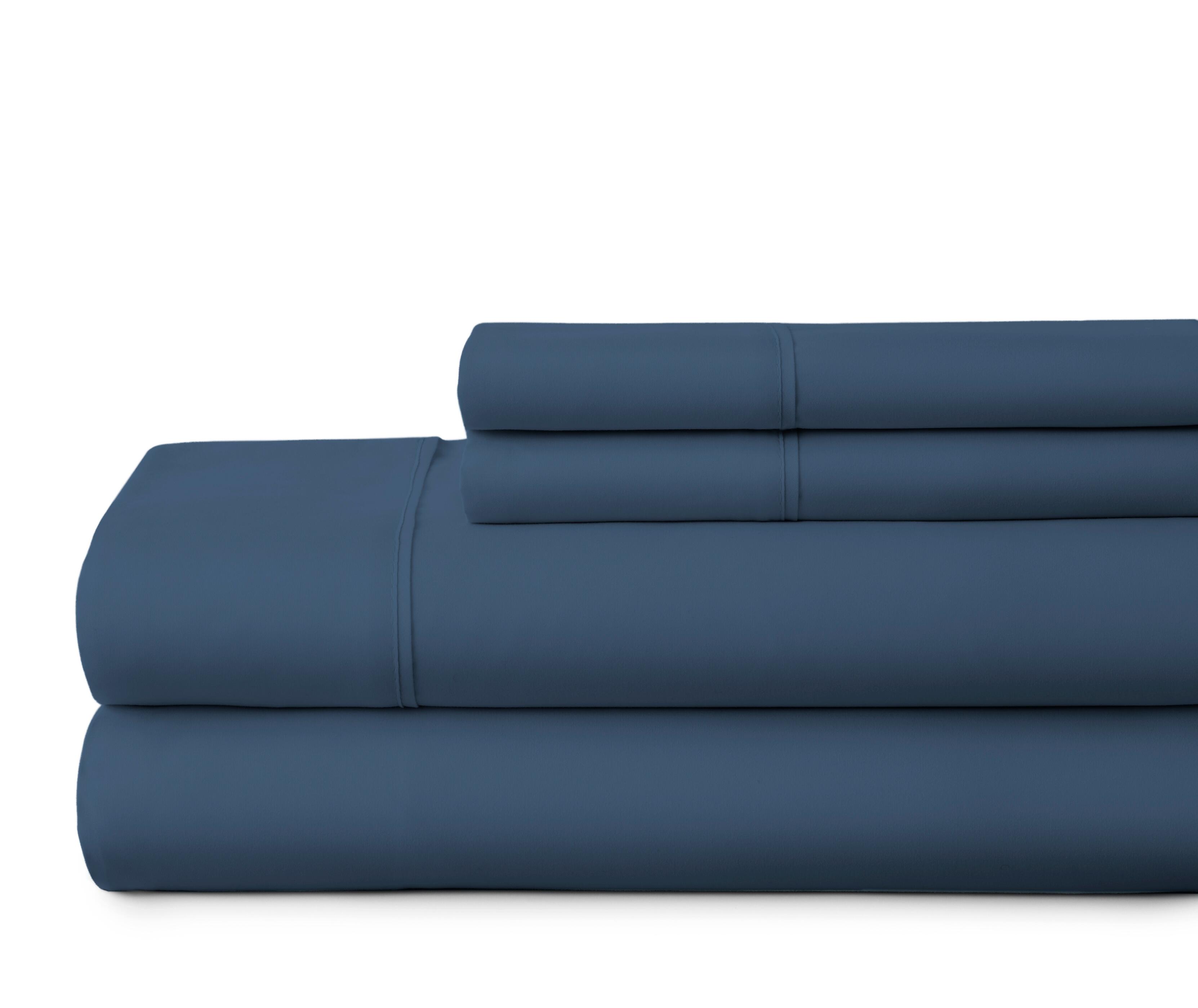 4 Piece Premium Ultra Soft King Bed Sheet Set, Navy, large