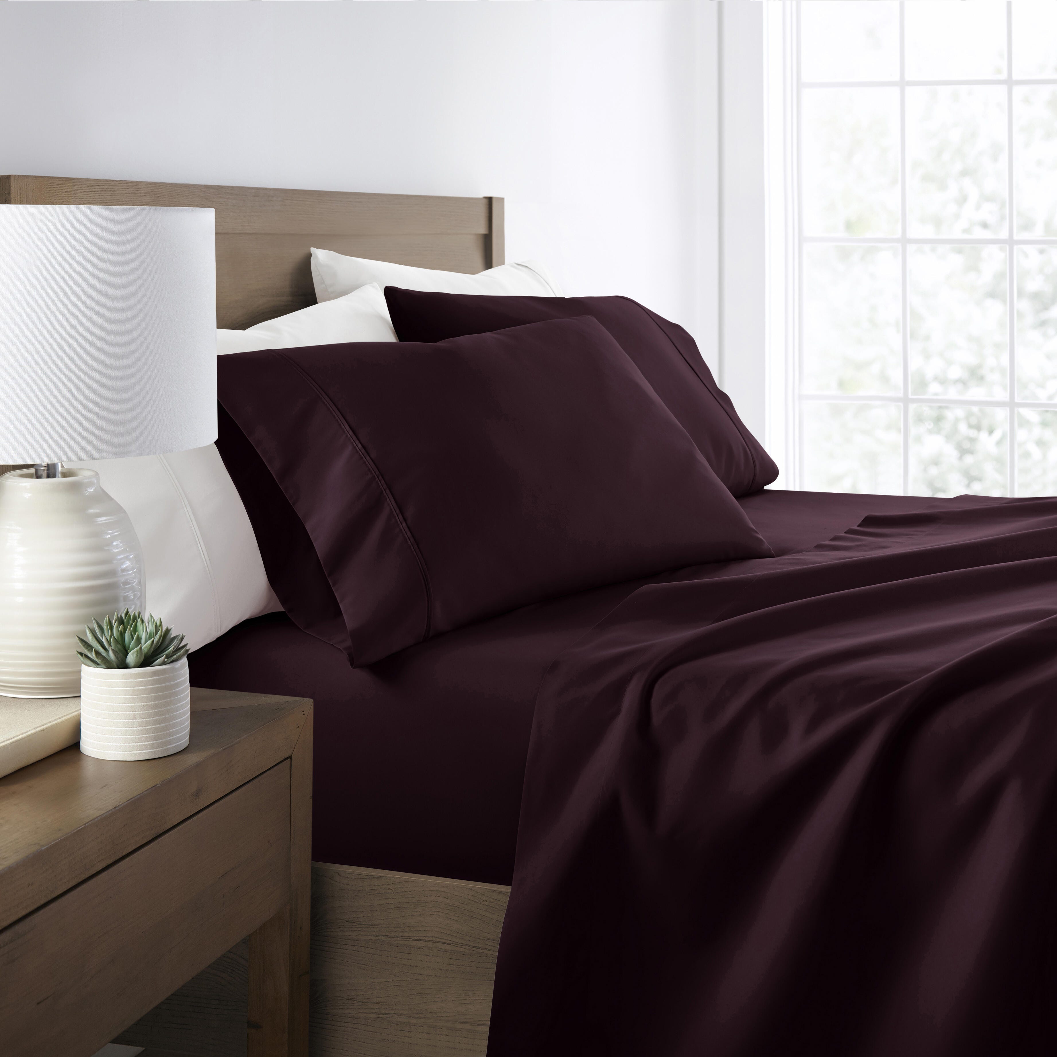4 Piece Premium Ultra Soft King Bed Sheet Set, Purple, large