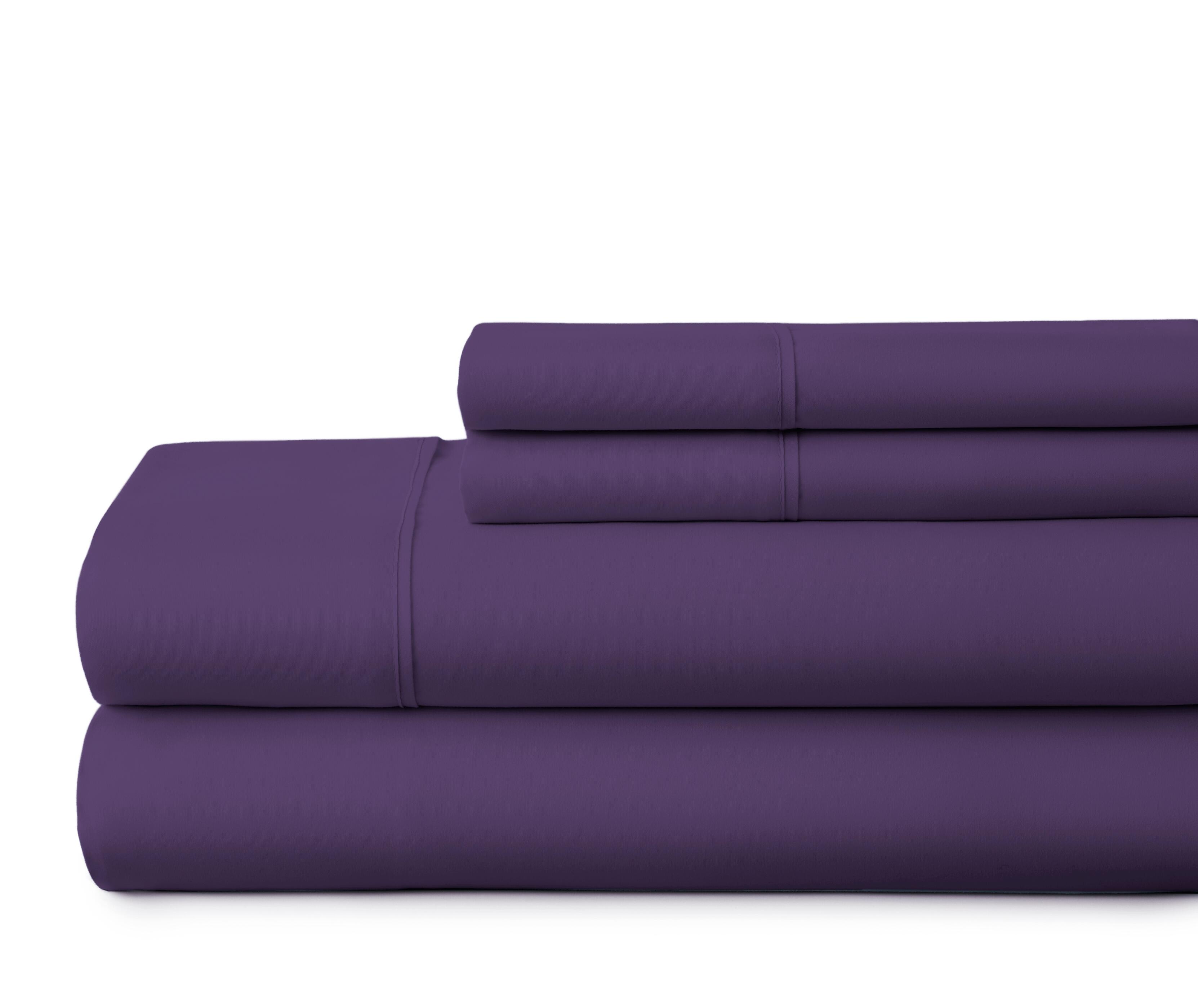 4 Piece Premium Ultra Soft King Bed Sheet Set, Purple, large