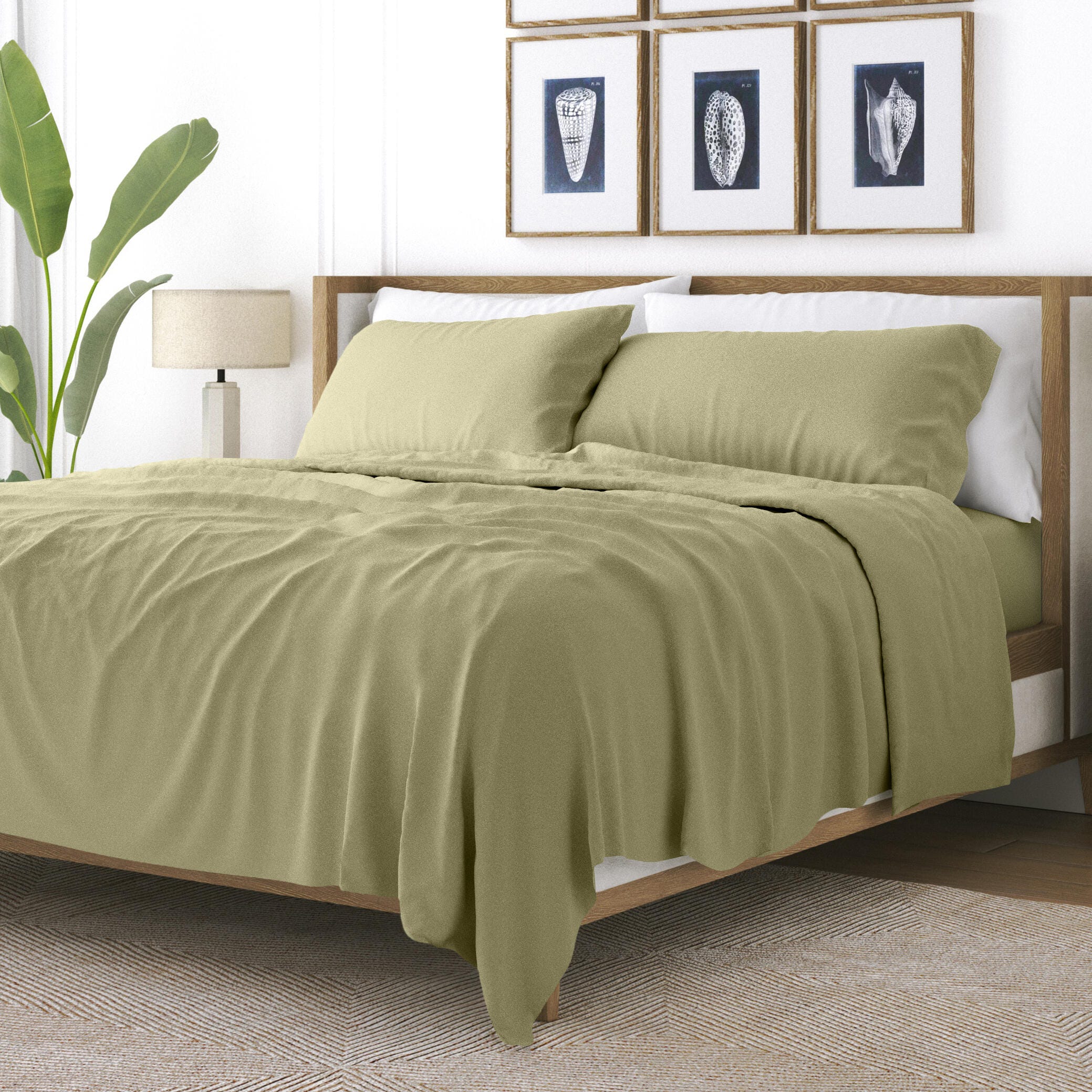 4 Piece Premium Ultra Soft King Bed Sheet Set, Sage, large