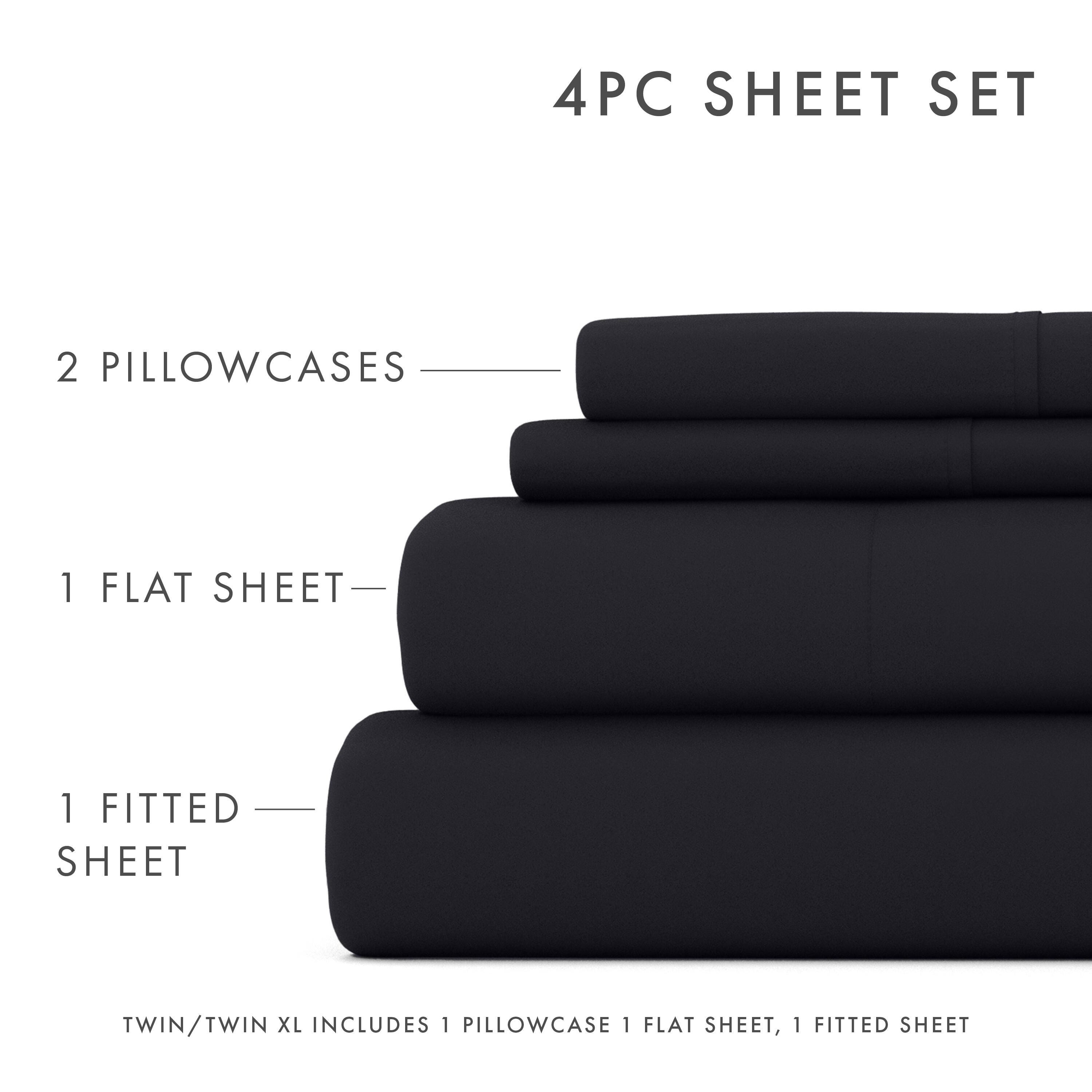 4 Piece Premium Ultra Soft Queen Bed Sheet Set, Black, large