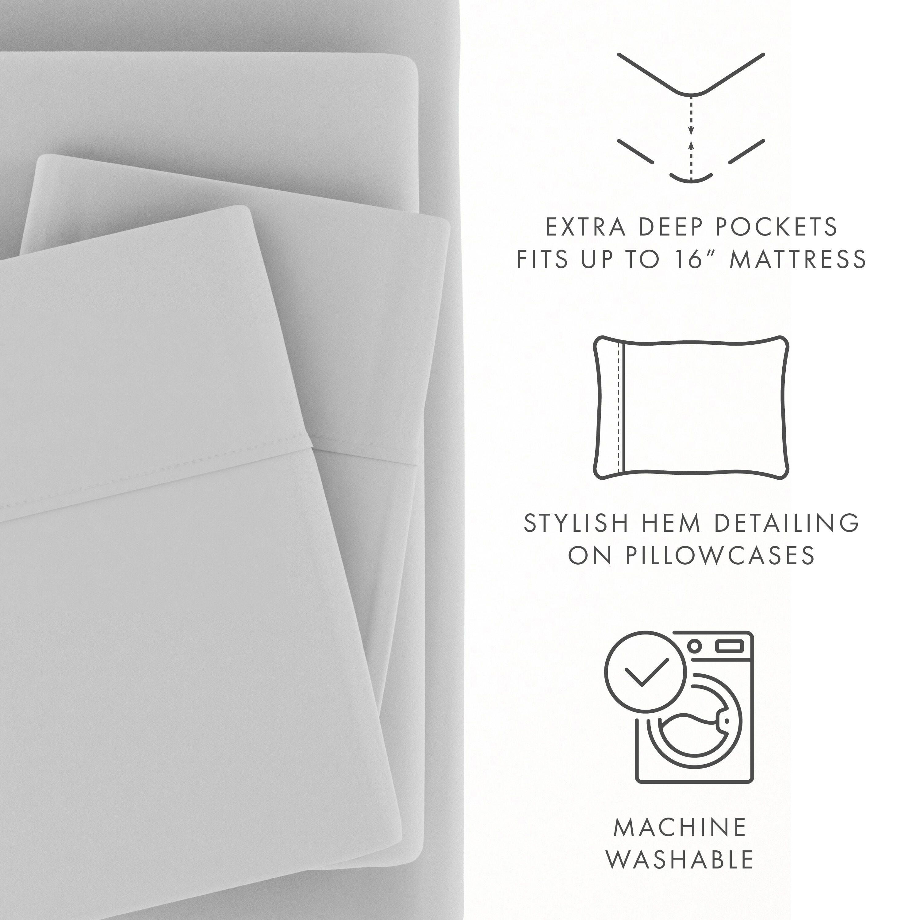 4 Piece Premium Ultra Soft Queen Bed Sheet Set, Light Gray, large