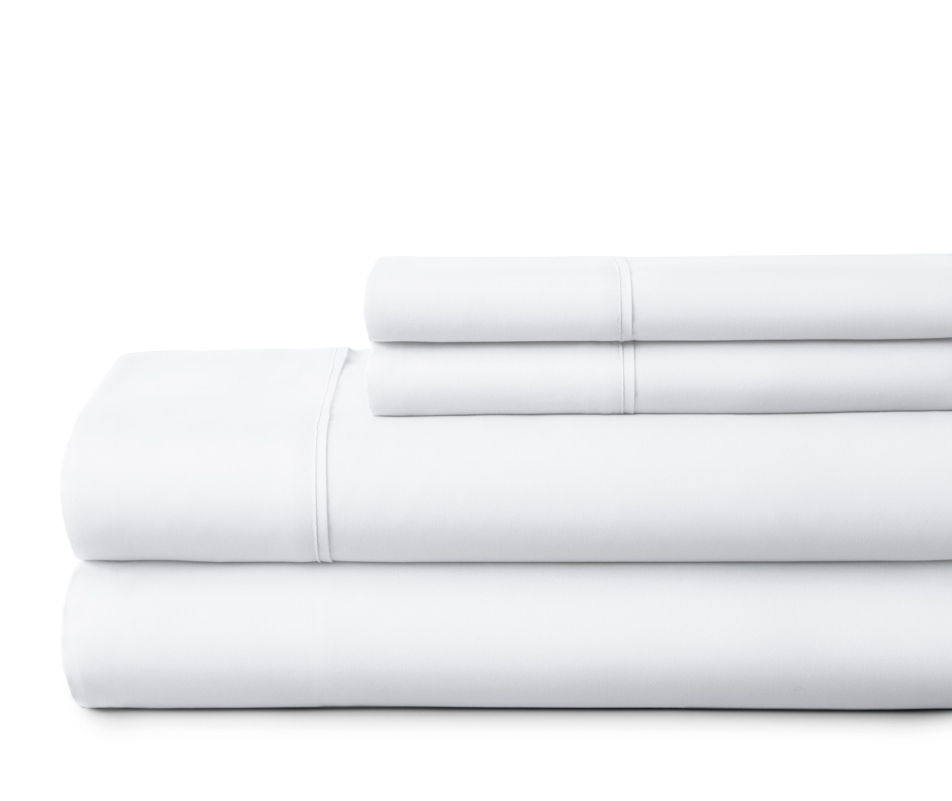 4 Piece Premium Ultra Soft Queen Bed Sheet Set, White, large