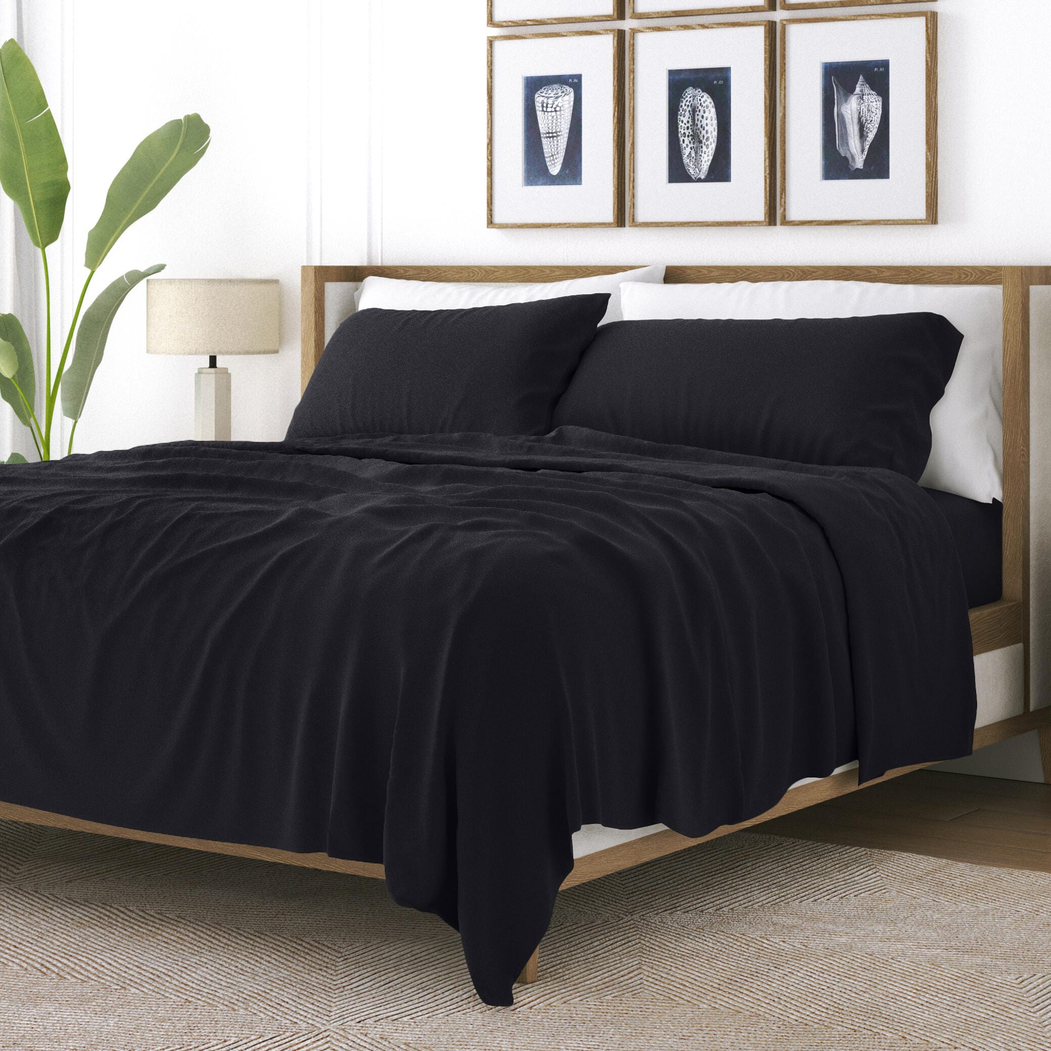 3 Piece Premium Ultra Soft Twin Sheet Set, Black, large