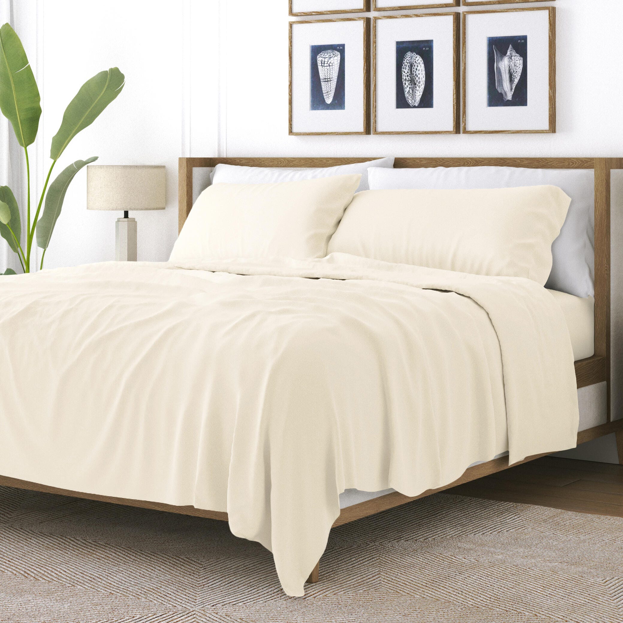 3 Piece Premium Ultra Soft Twin Sheet Set, Ivory, large