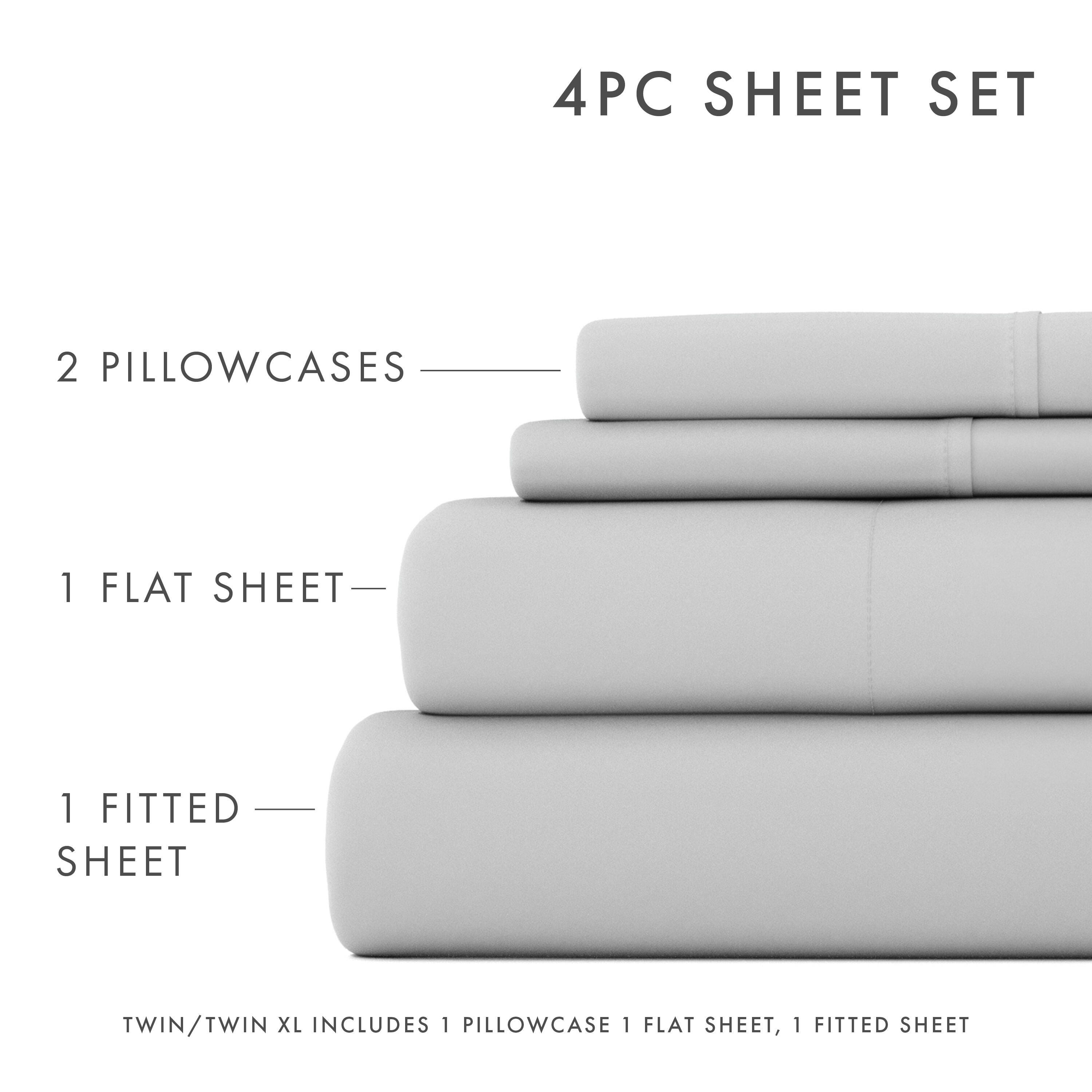 3 Piece Premium Ultra Soft Twin Sheet Set, Light Gray, large
