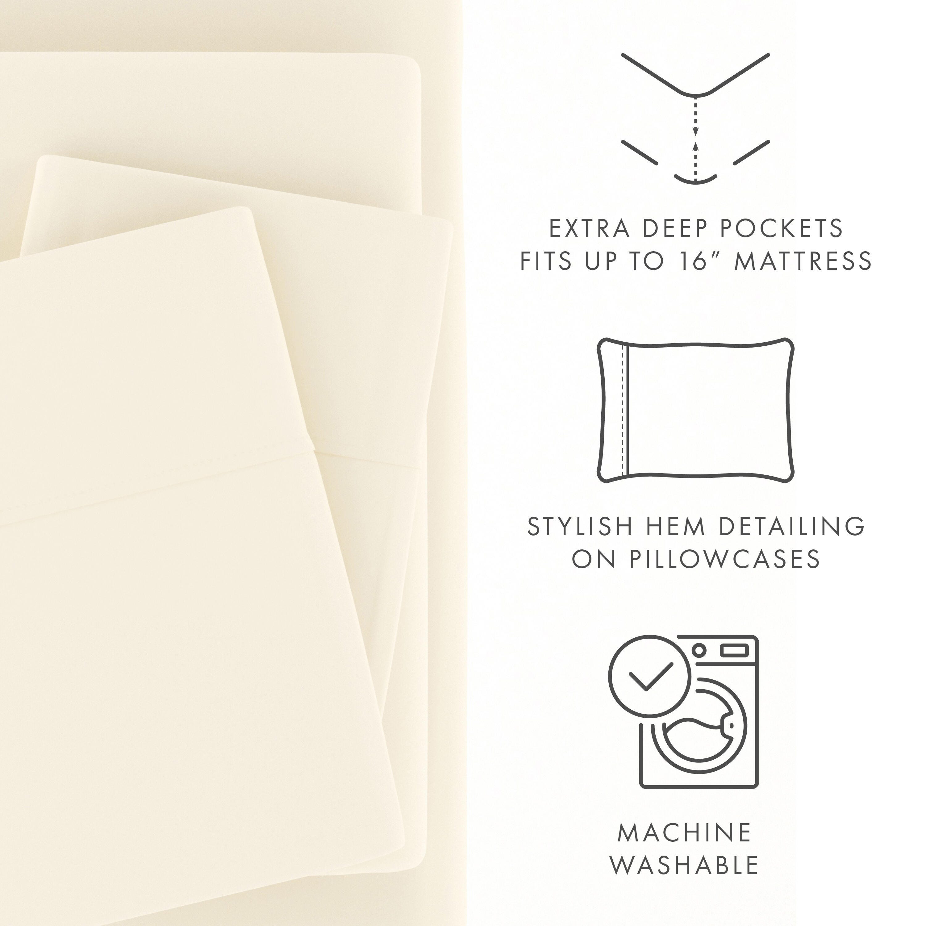 3 Piece Premium Ultra Soft Twin XL Sheet Set, Ivory, large