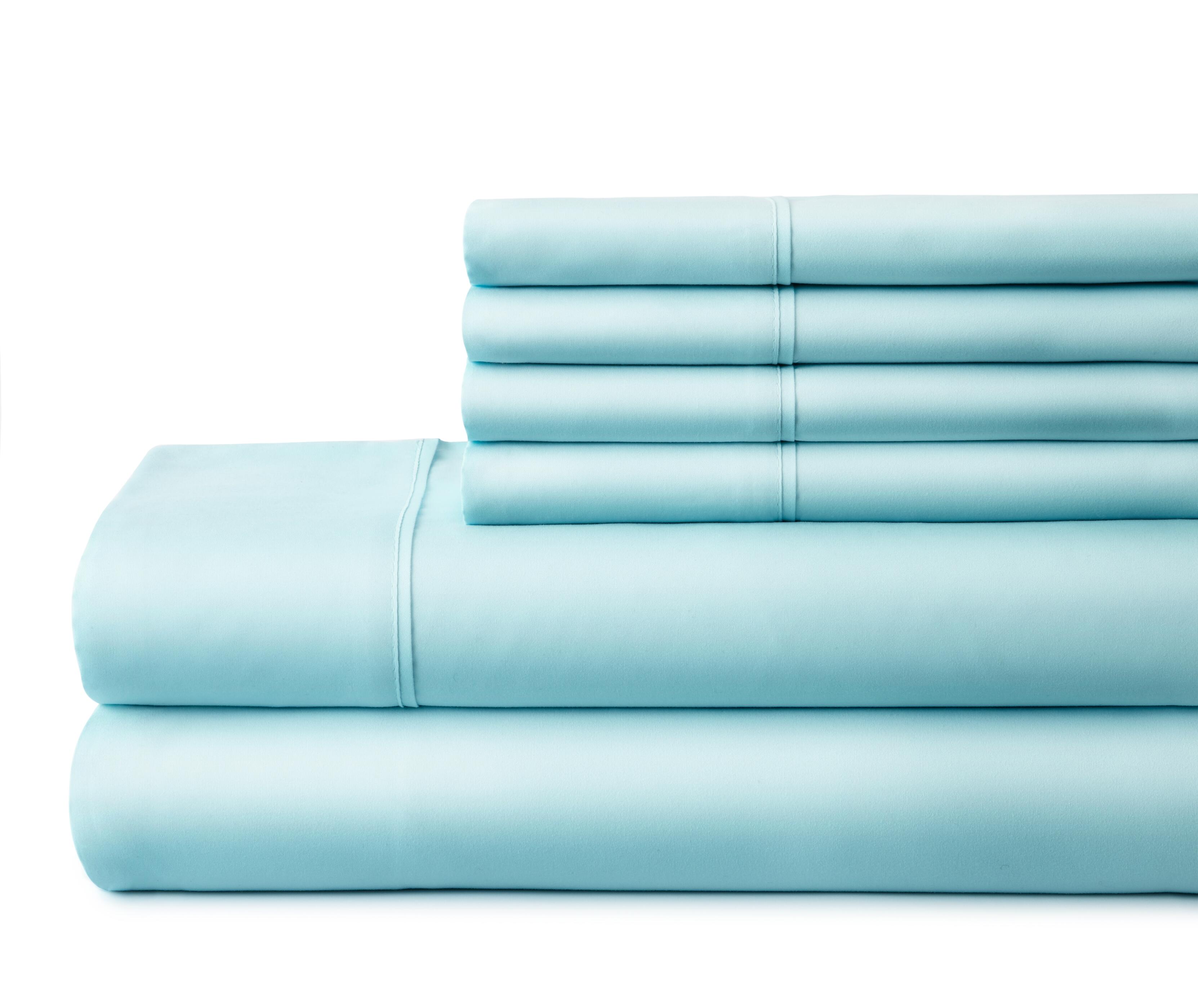 6 Piece Luxury Ultra Soft California King Bed Sheet Set, Aqua, large