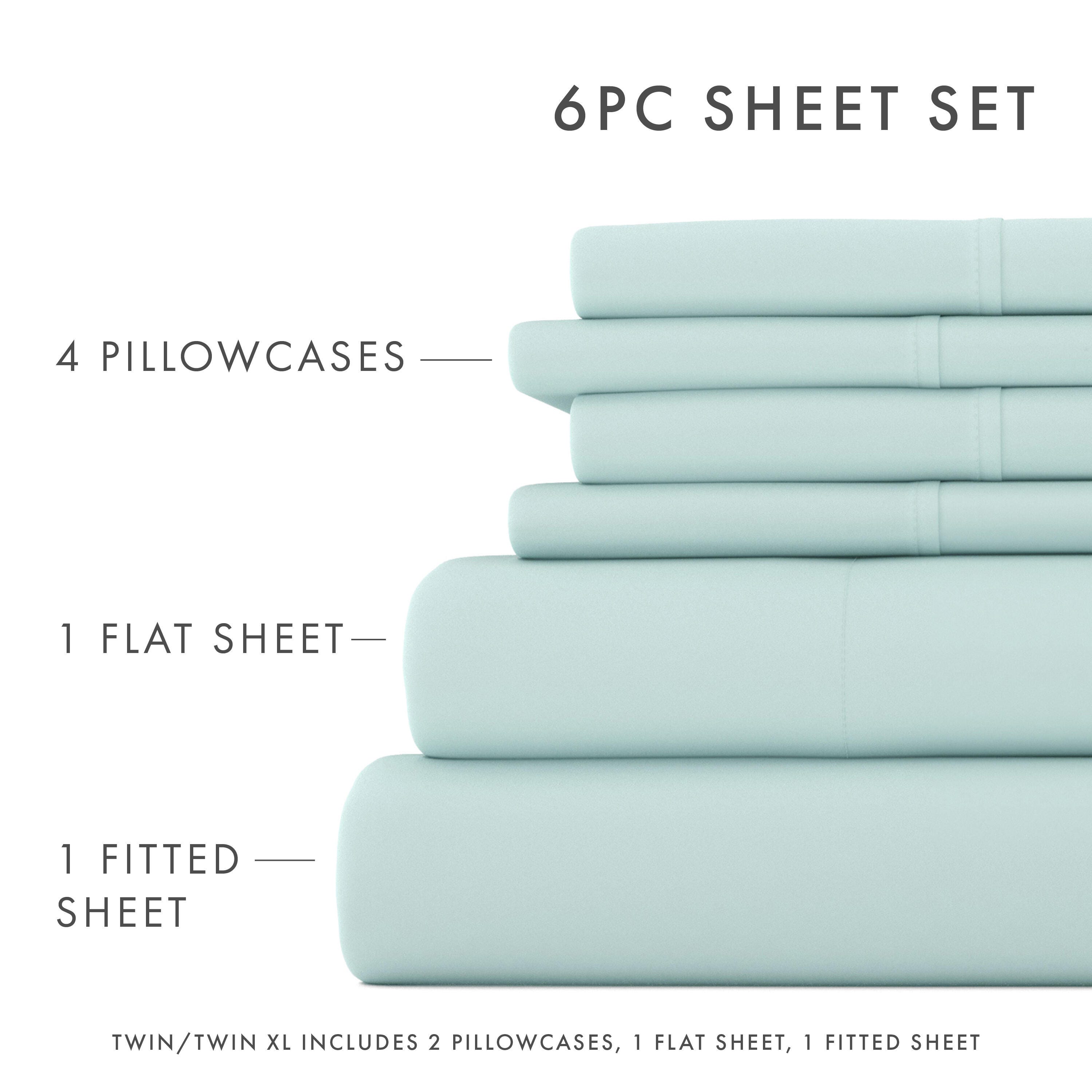 6 Piece Luxury Ultra Soft California King Bed Sheet Set, Aqua, large