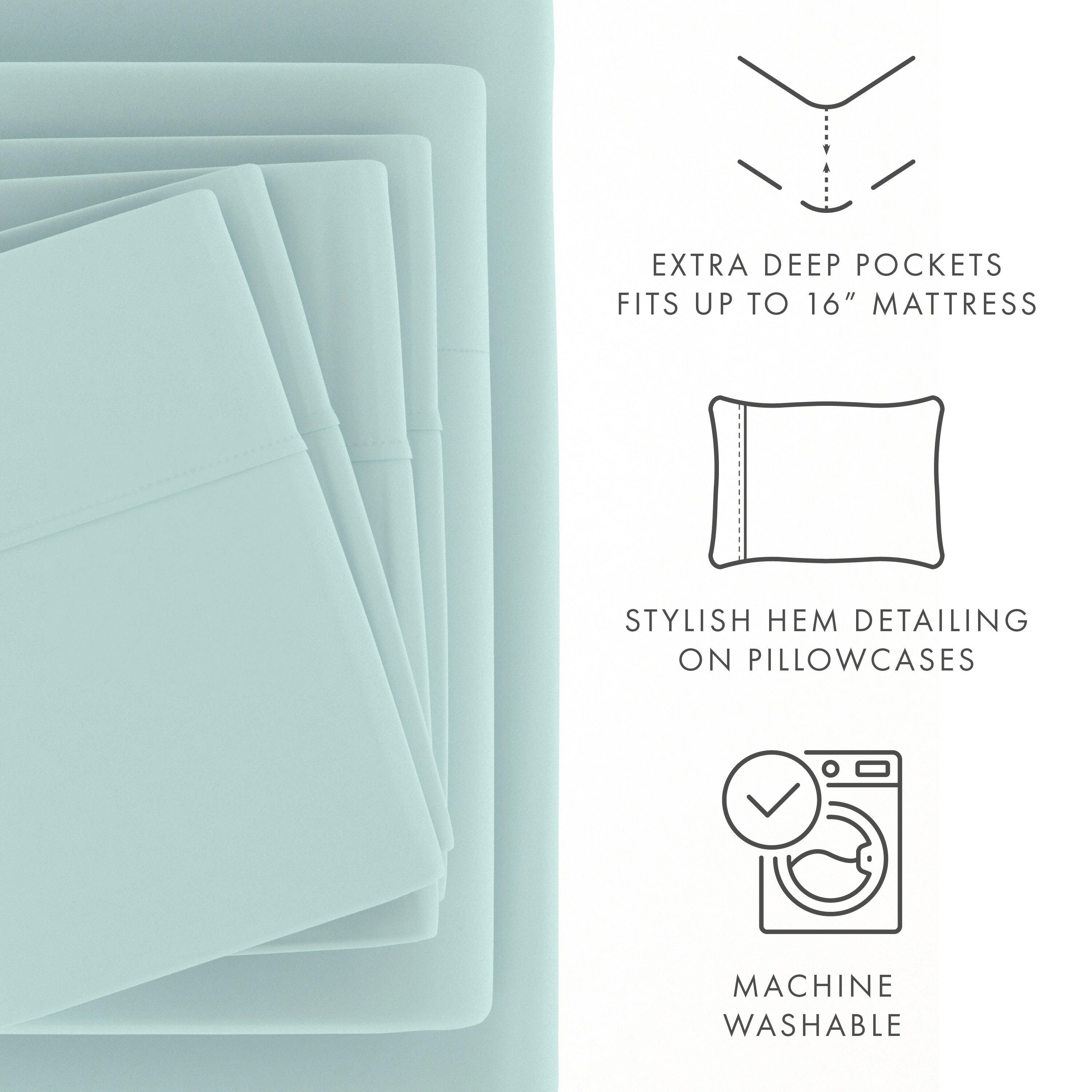 6 Piece Luxury Ultra Soft California King Bed Sheet Set, Aqua, large