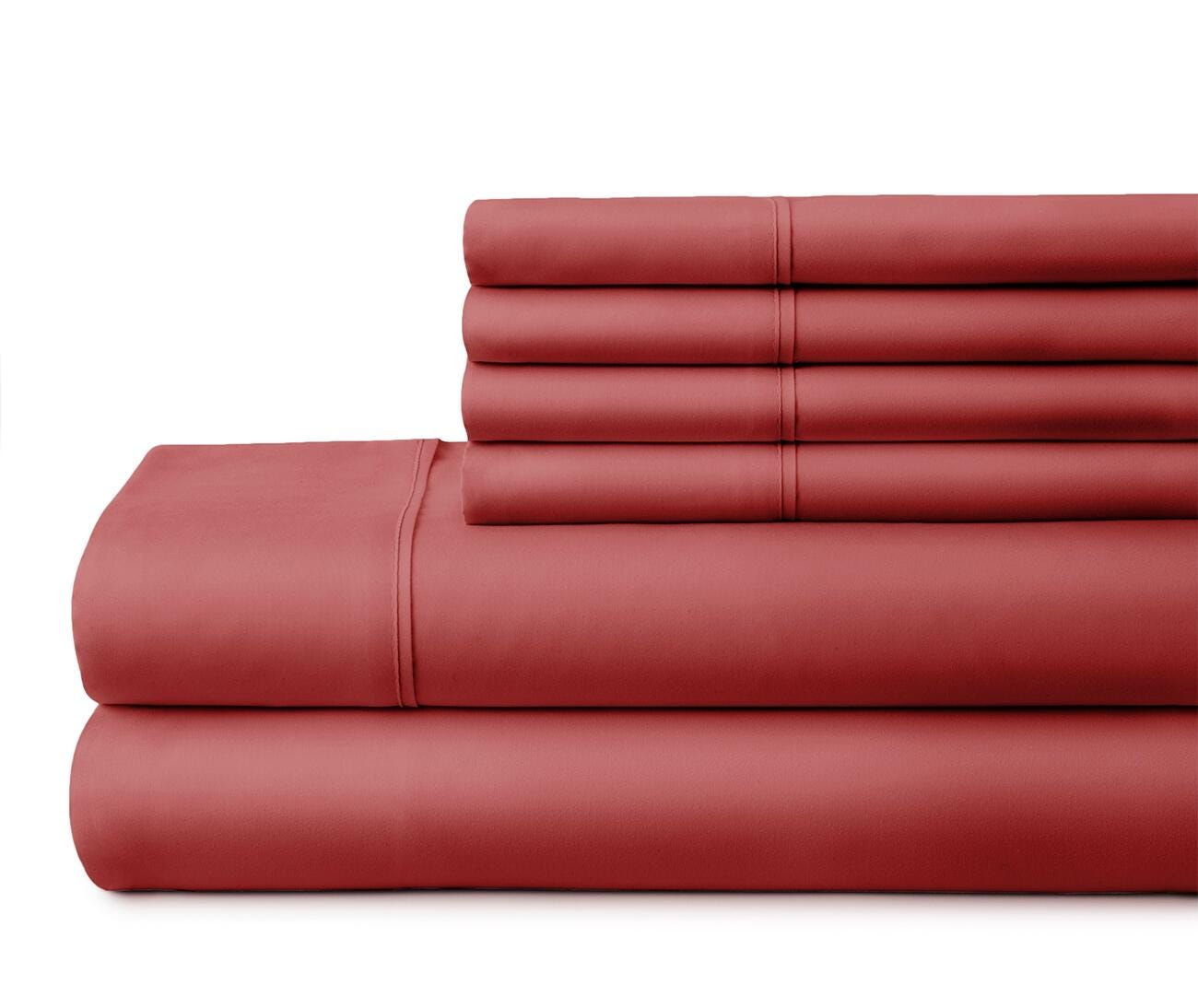 6 Piece Luxury Ultra Soft California King Bed Sheet Set, Burgundy, large