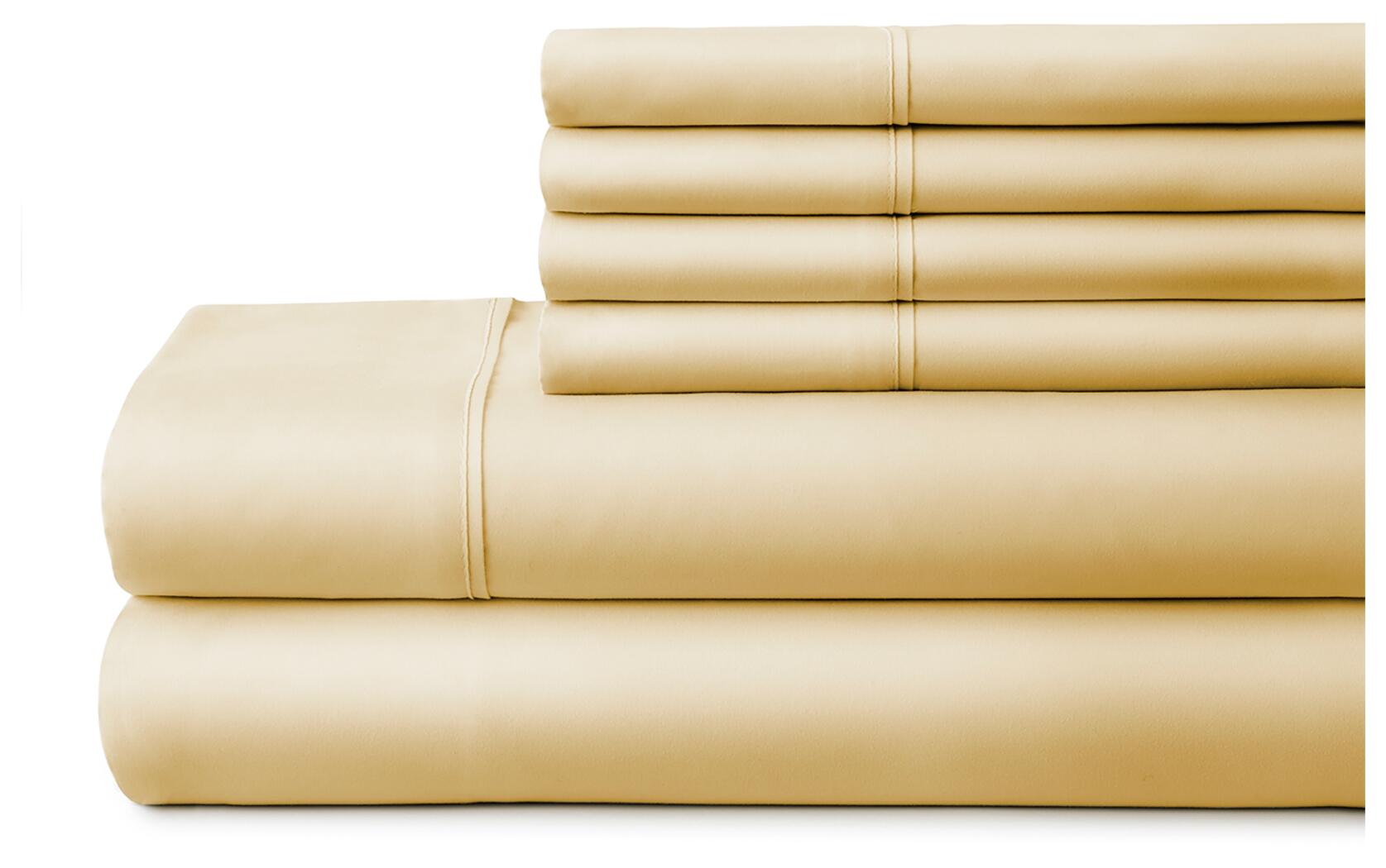 6 Piece Luxury Ultra Soft California King Bed Sheet Set, Gold, large