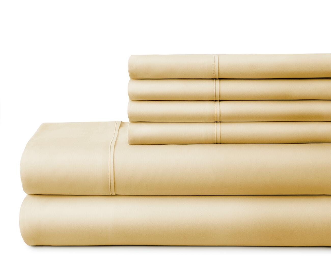 6 Piece Luxury Ultra Soft California King Bed Sheet Set, Gold, large