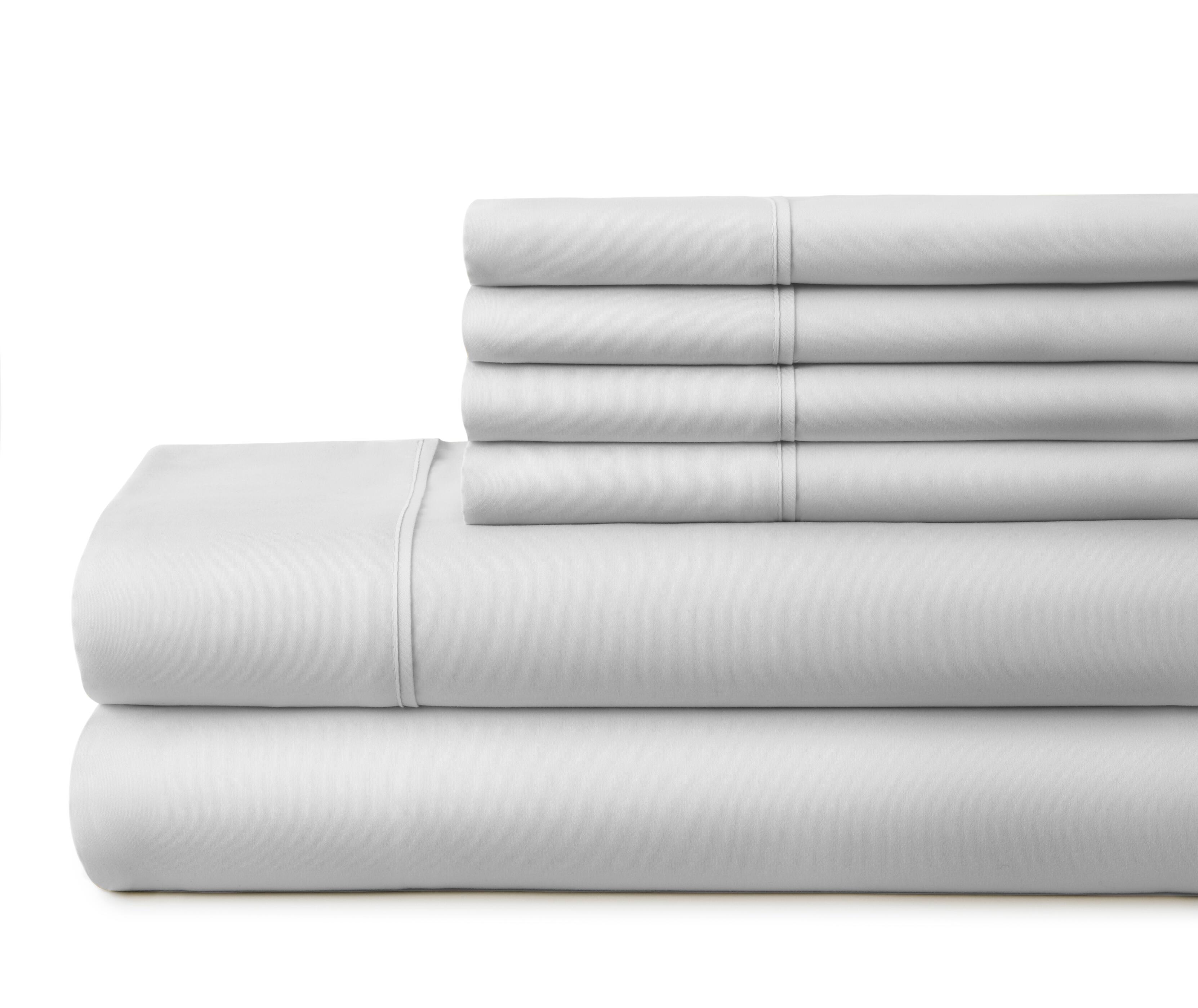 6 Piece Luxury Ultra Soft California King Bed Sheet Set, Light Gray, large