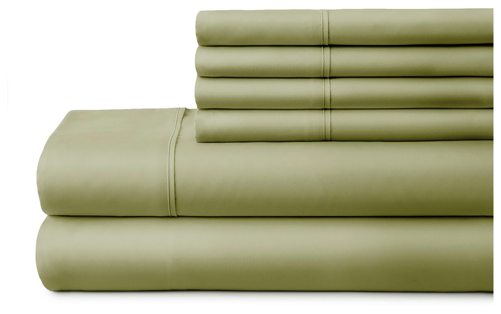 6 Piece Luxury Ultra Soft California King Bed Sheet Set, Sage, large