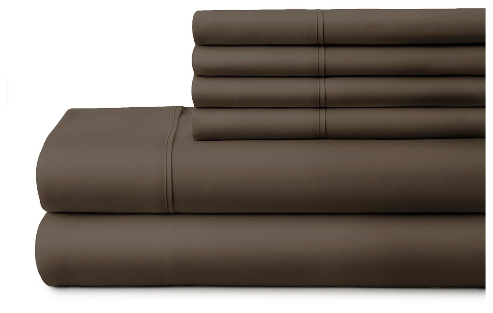 6 Piece Luxury Ultra Soft Full Bed Sheet Set, Chocolate, large