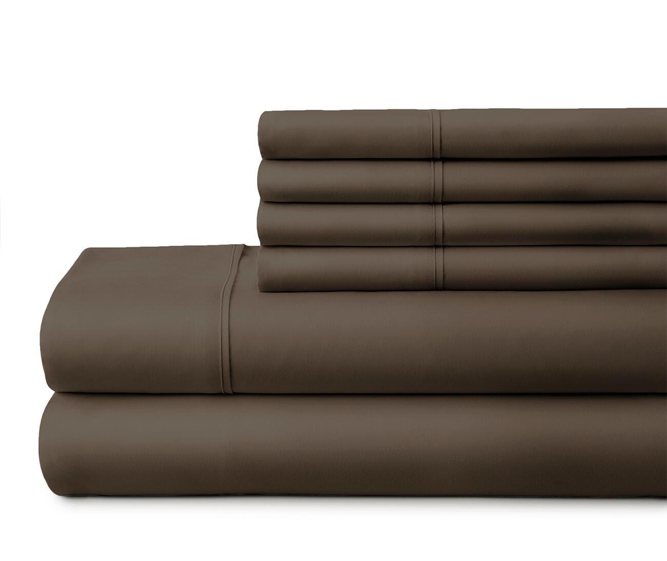 6 Piece Luxury Ultra Soft Full Bed Sheet Set, Chocolate, large