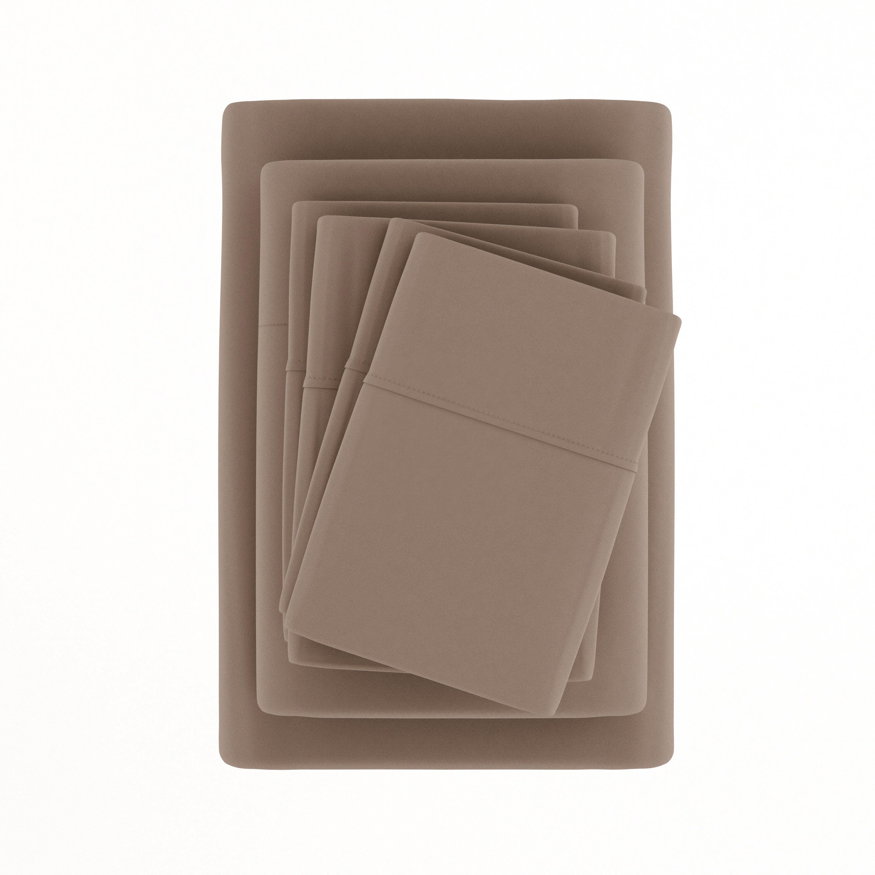6 Piece Luxury Ultra Soft Full Bed Sheet Set, Taupe, large