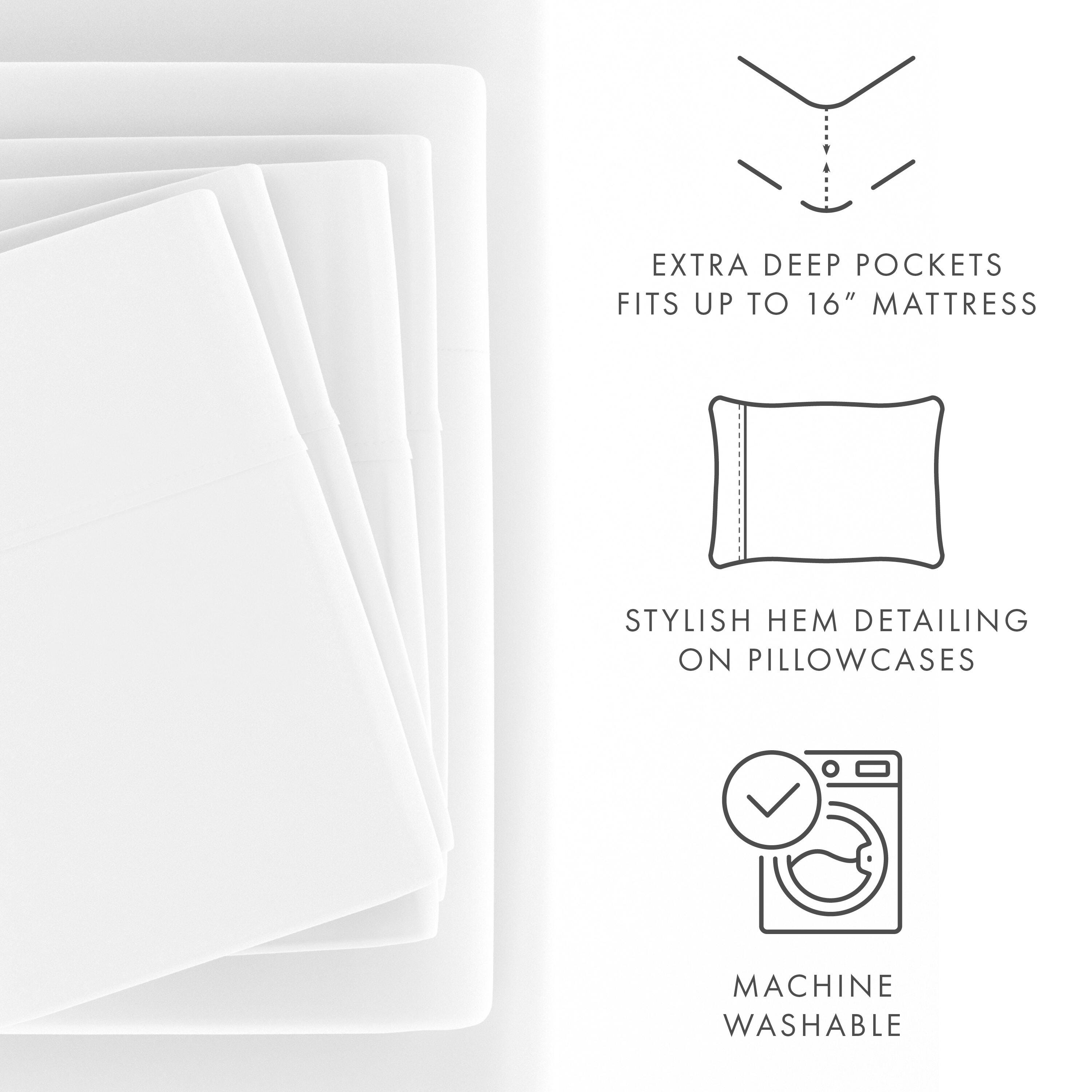 6 Piece Luxury Ultra Soft Full Bed Sheet Set, White, large
