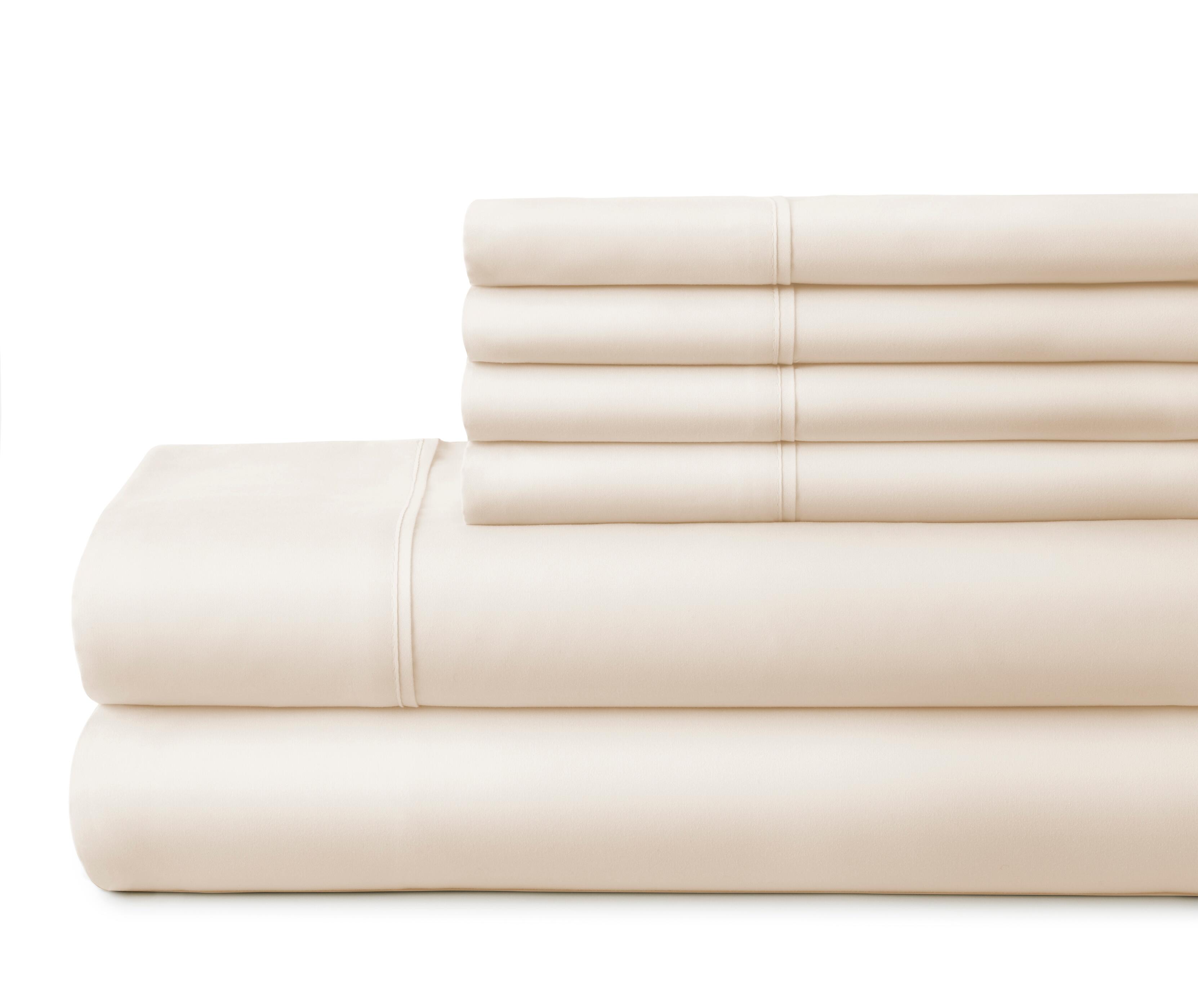 6 Piece Luxury Ultra Soft King Bed Sheet Set, Ivory, large