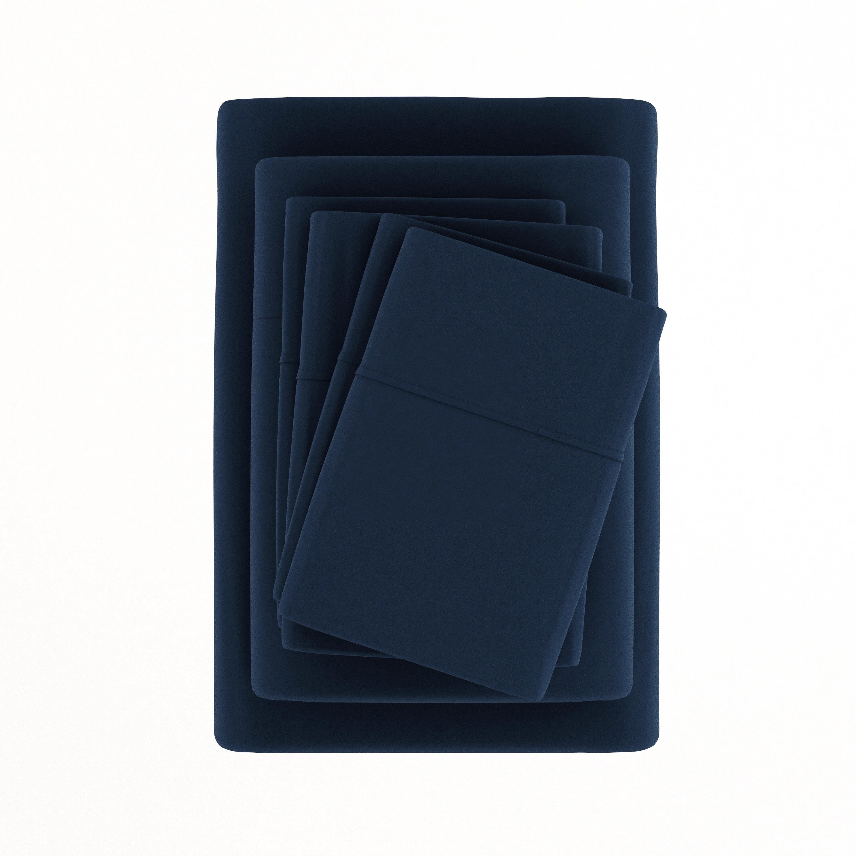 6 Piece Luxury Ultra Soft King Bed Sheet Set, Navy, large