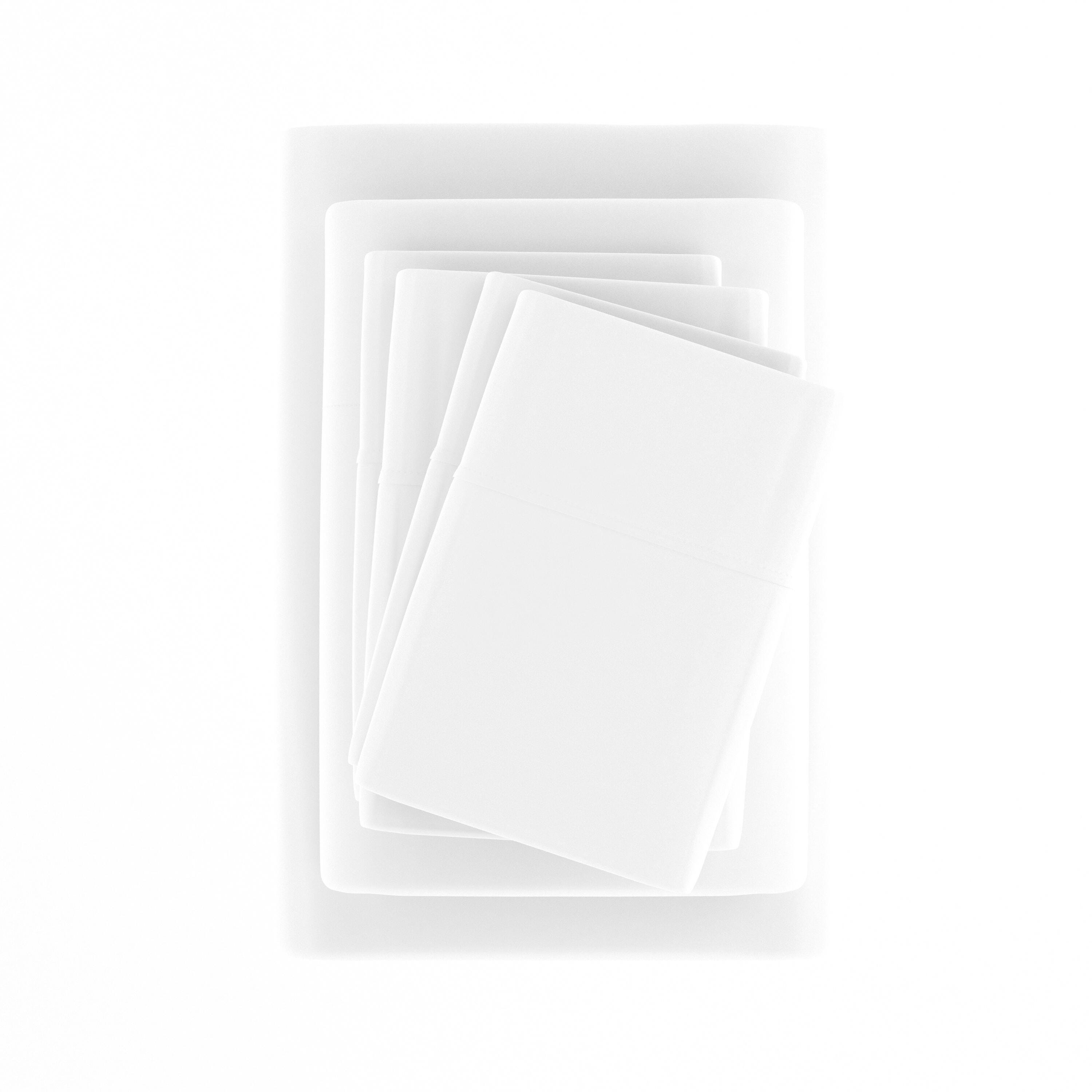 6 Piece Luxury Ultra Soft King Bed Sheet Set, White, large