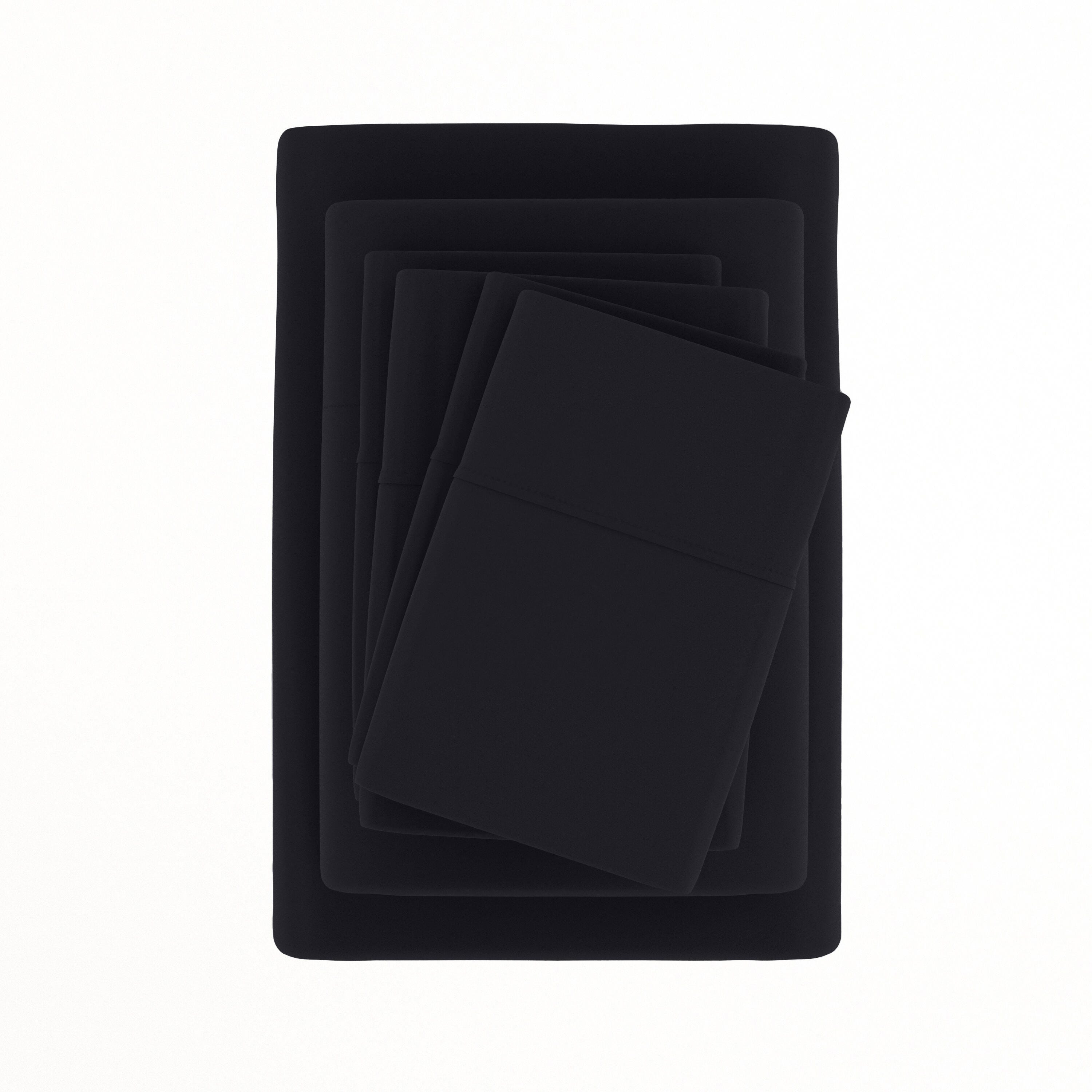6 Piece Luxury Ultra Soft Queen Bed Sheet Set, Black, large