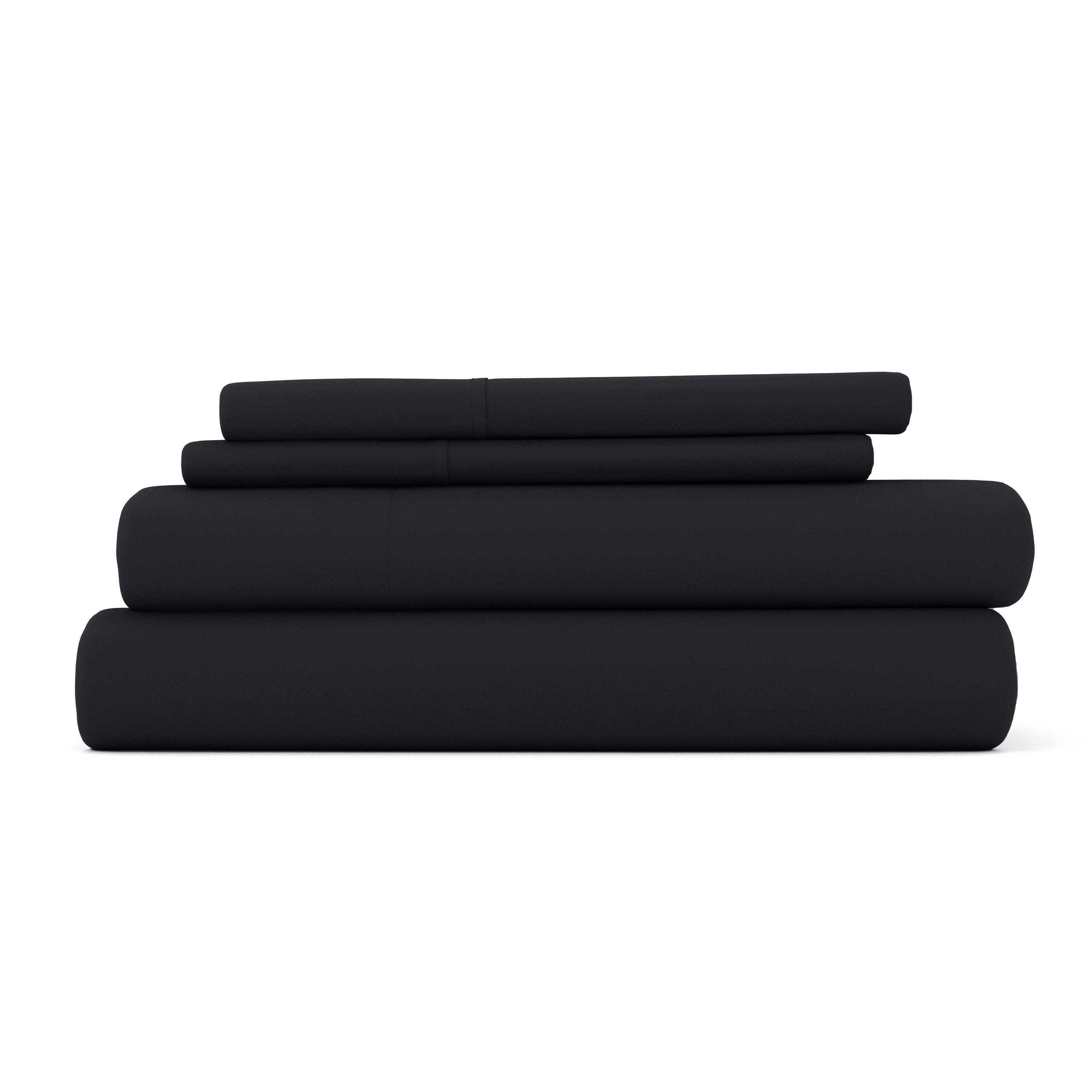 3 Piece Luxury Ultra Soft Twin Sheet Set, Black, large