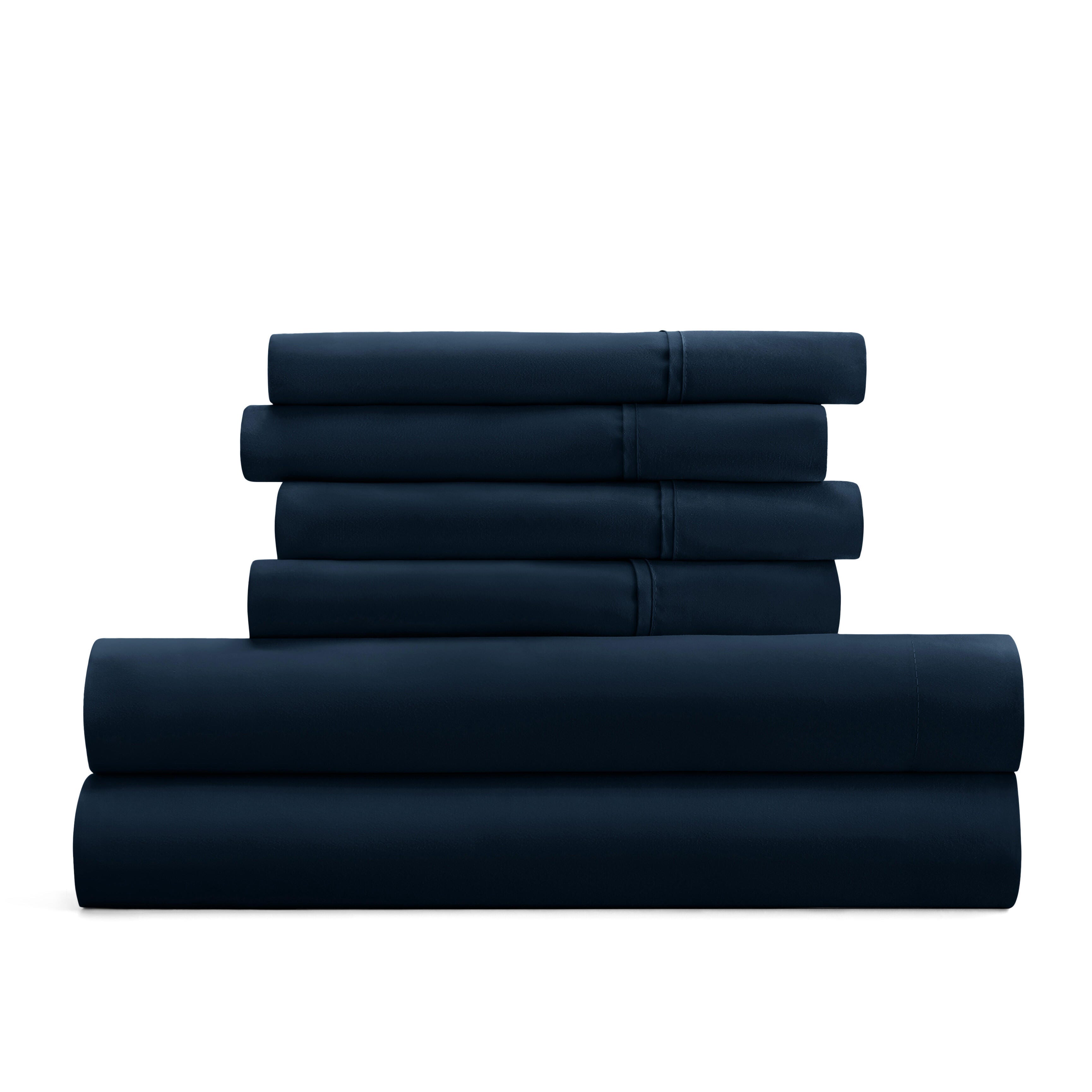 3 Piece Luxury Ultra Soft Twin Sheet Set, Navy, large