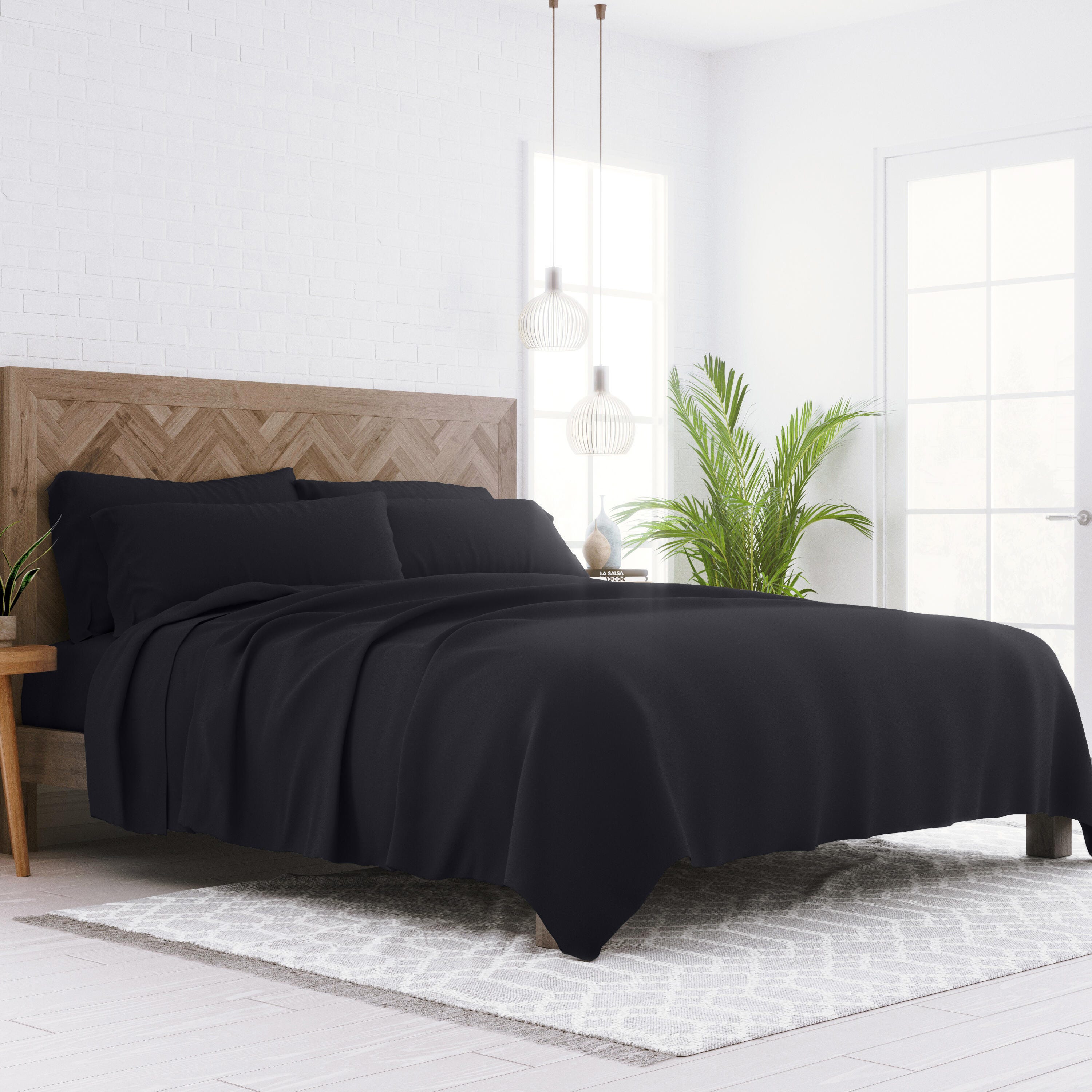 3 Piece Luxury Ultra Soft Twin XL Sheet Set, Black, large