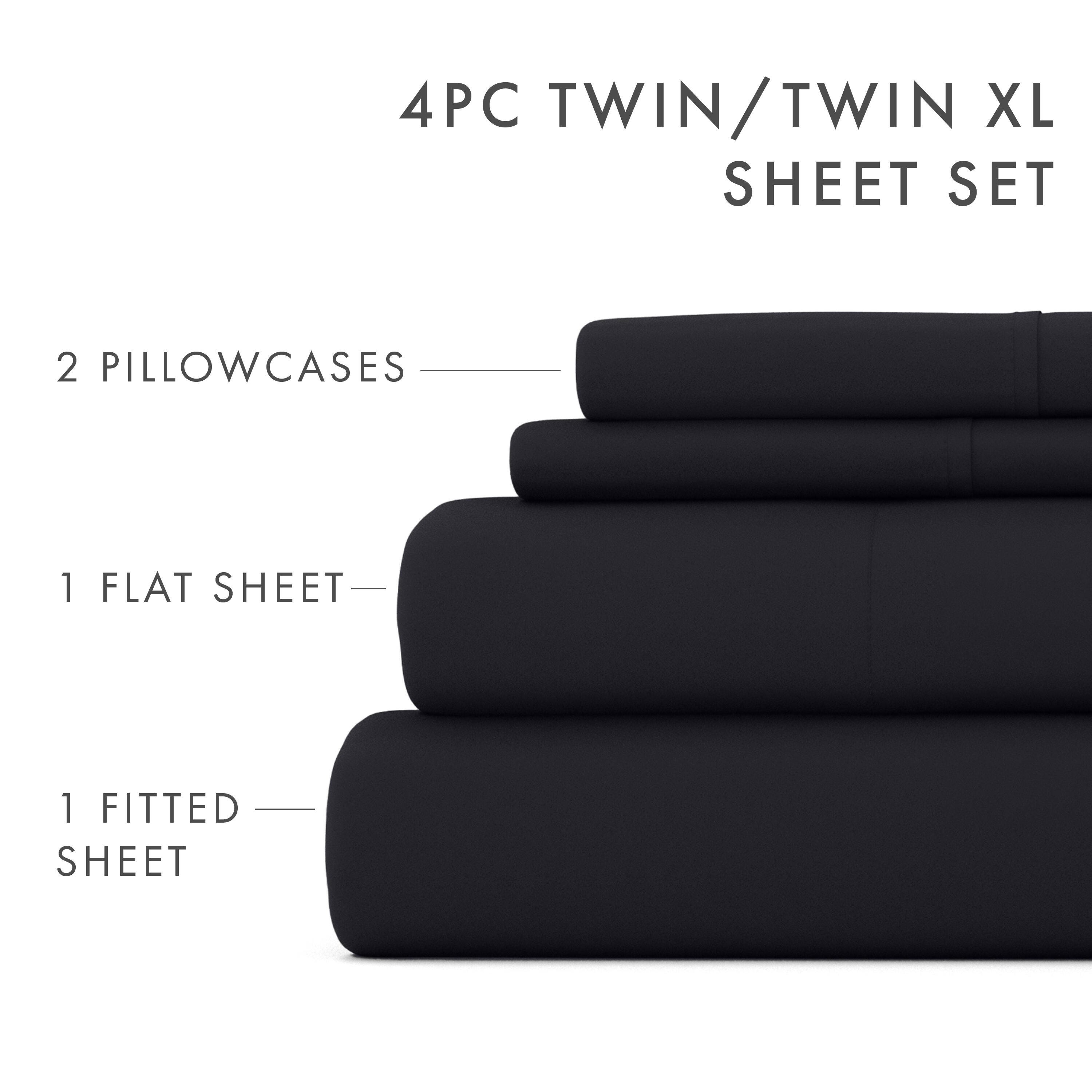 3 Piece Luxury Ultra Soft Twin XL Sheet Set, Black, large