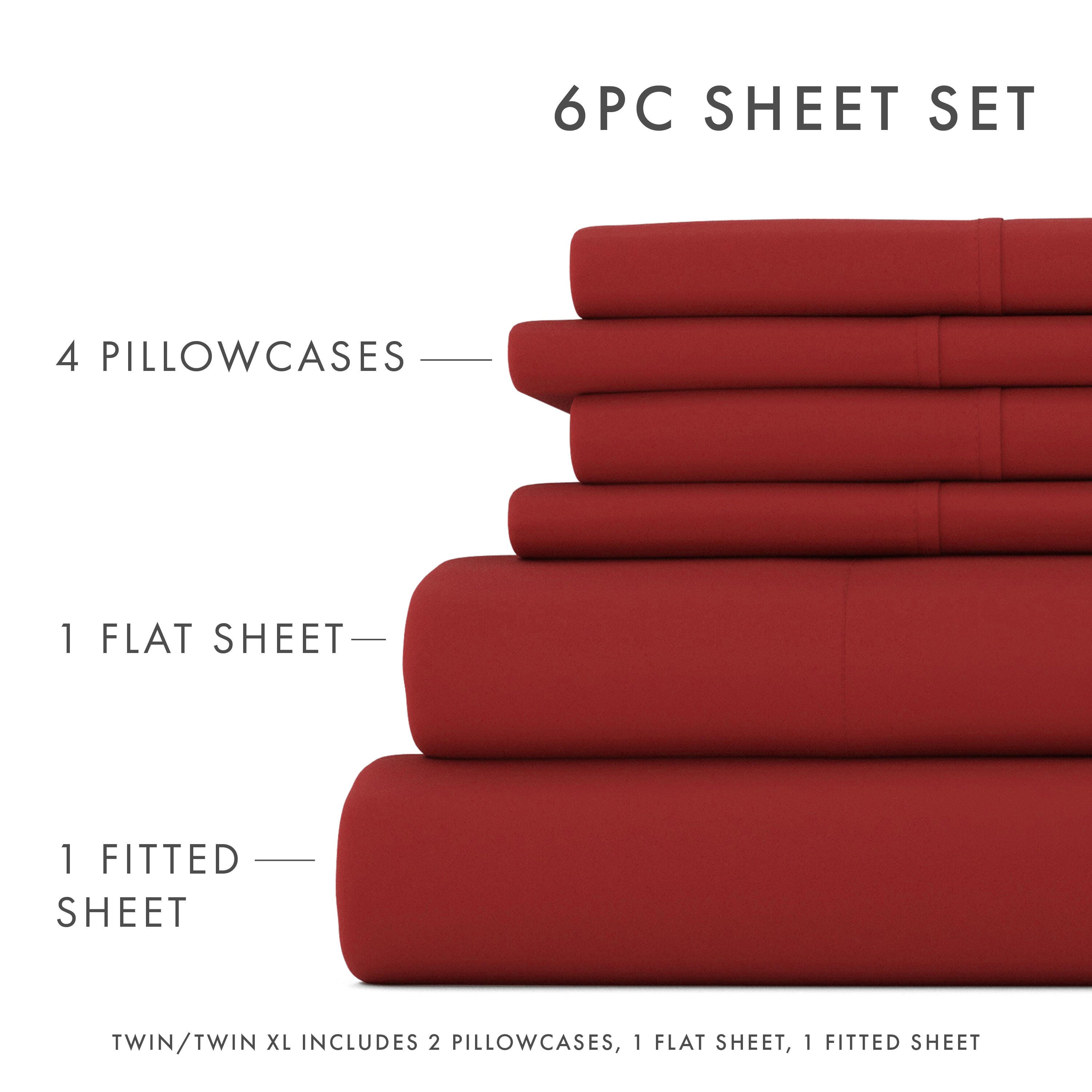 3 Piece Luxury Ultra Soft Twin XL Sheet Set, Burgundy, large