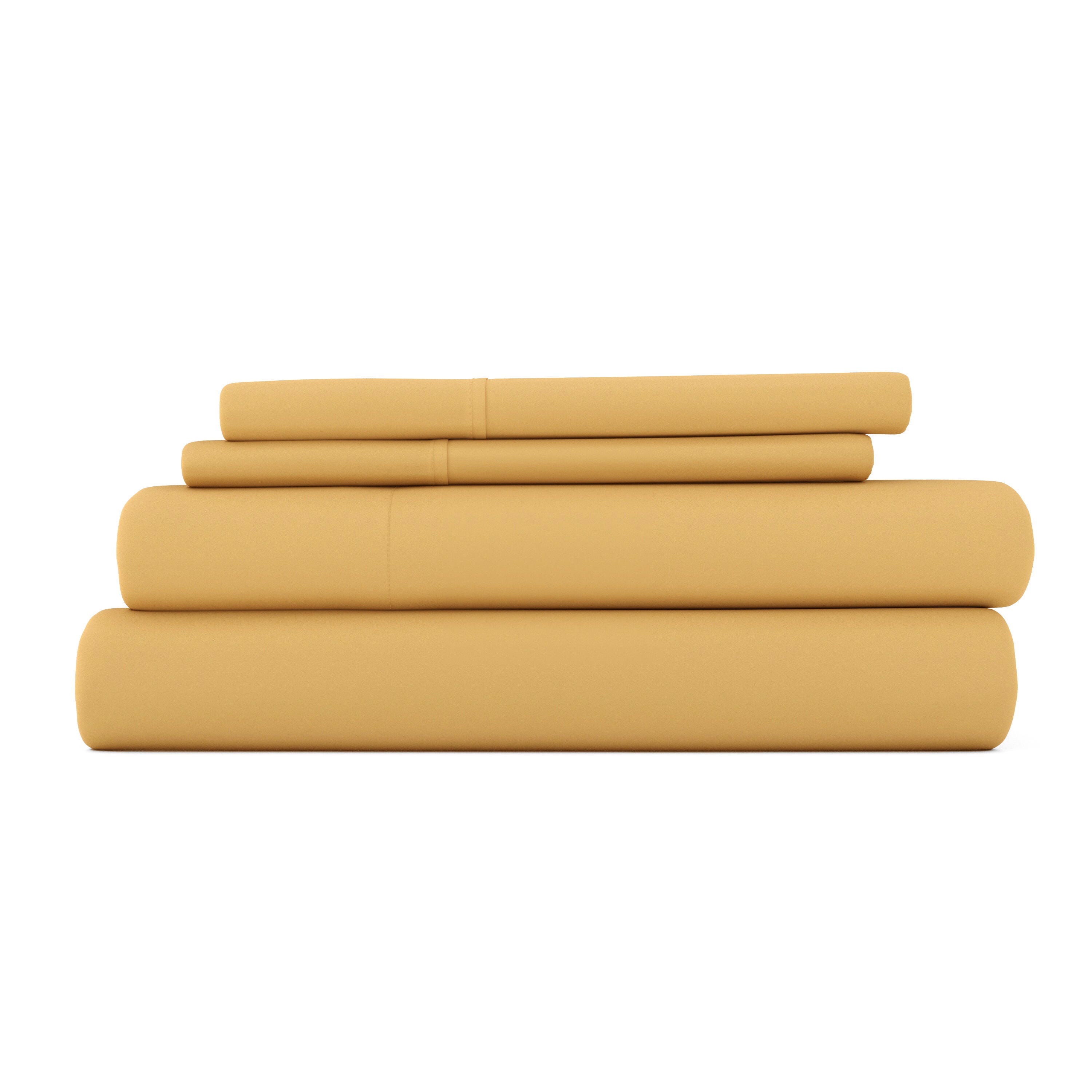 3 Piece Luxury Ultra Soft Twin XL Sheet Set, Gold, rollover