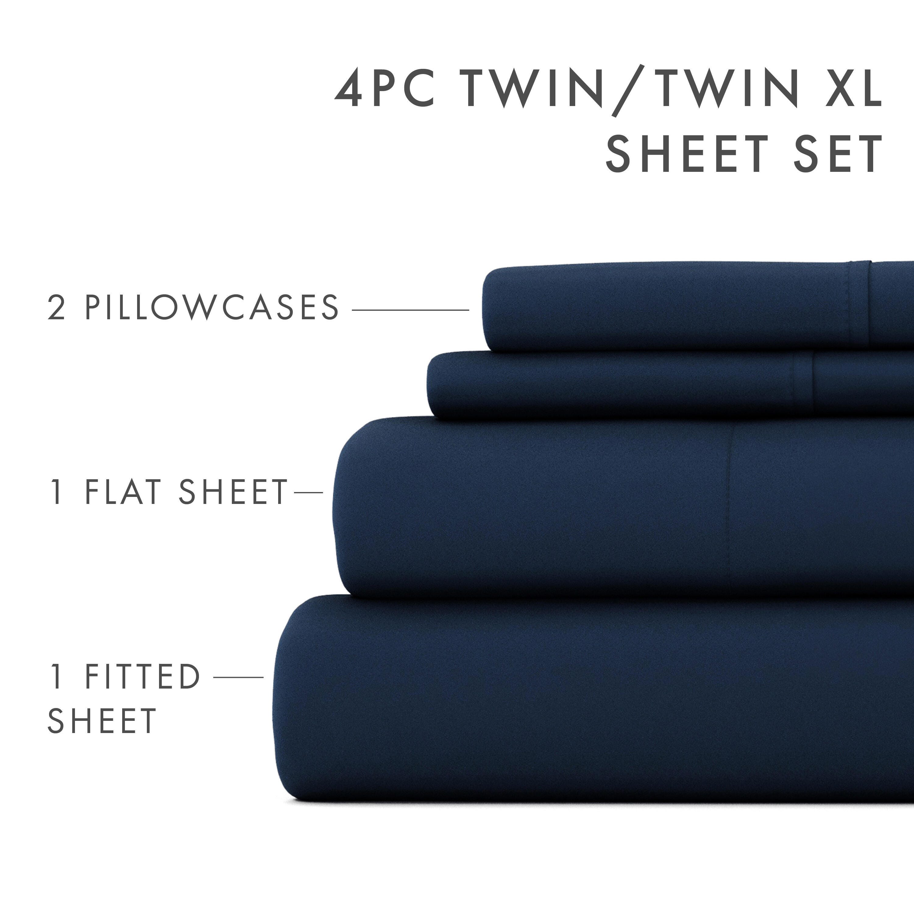 3 Piece Luxury Ultra Soft Twin XL Sheet Set, Navy, large
