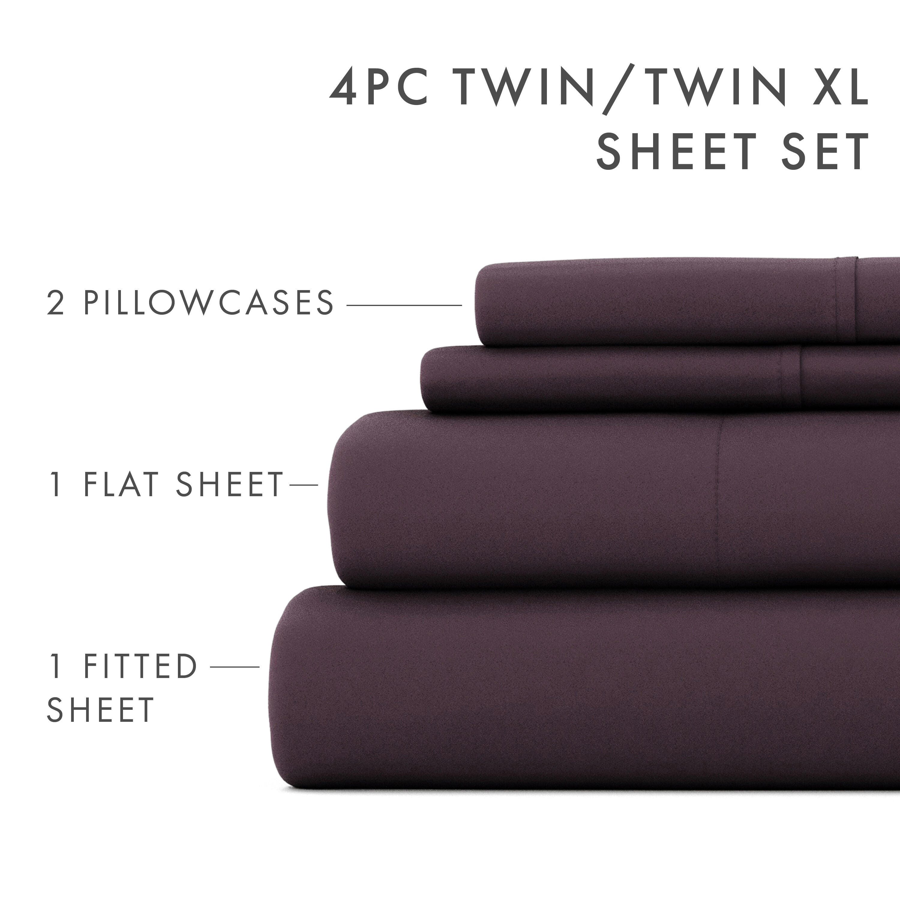 3 Piece Luxury Ultra Soft Twin XL Sheet Set, Purple, large