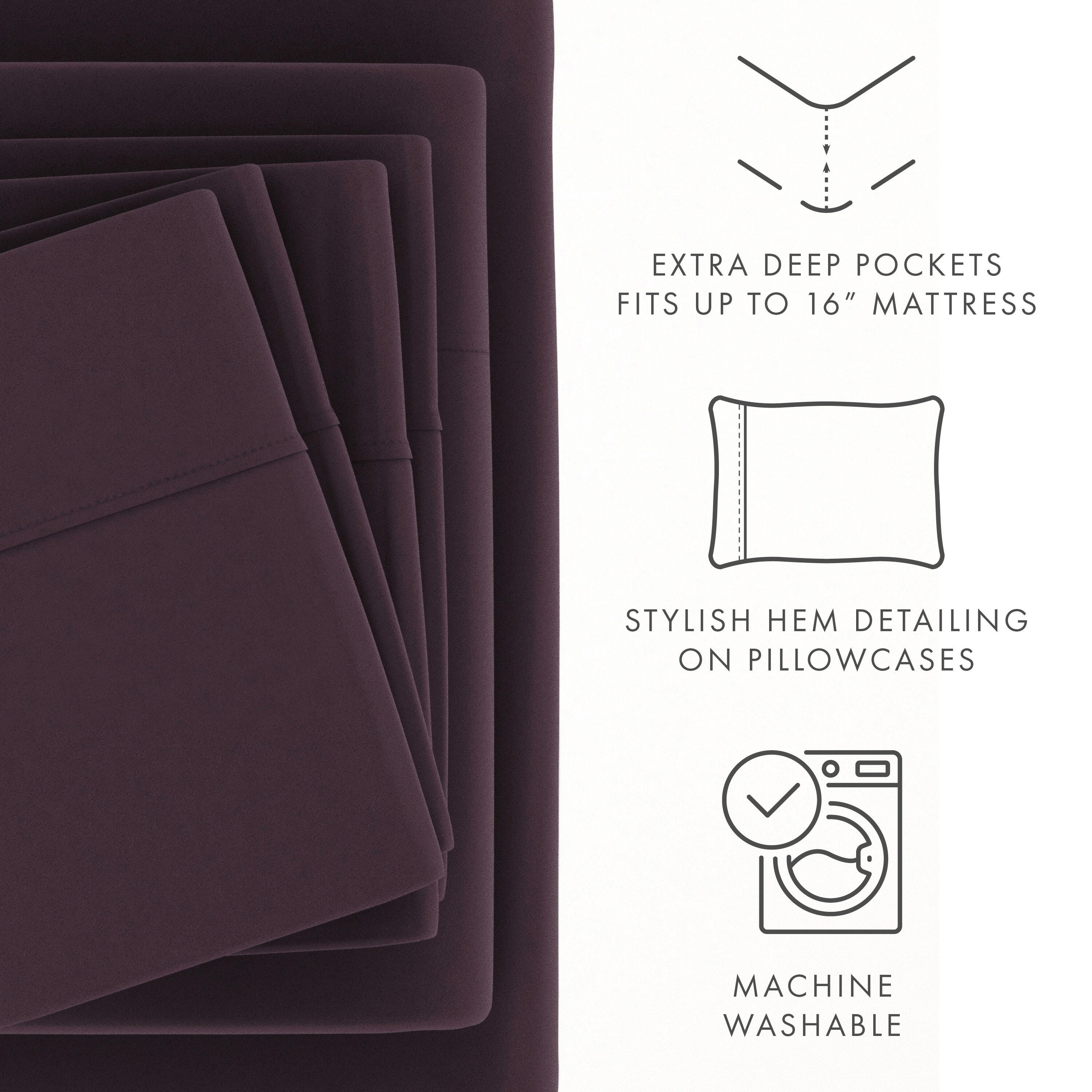 3 Piece Luxury Ultra Soft Twin XL Sheet Set, Purple, large