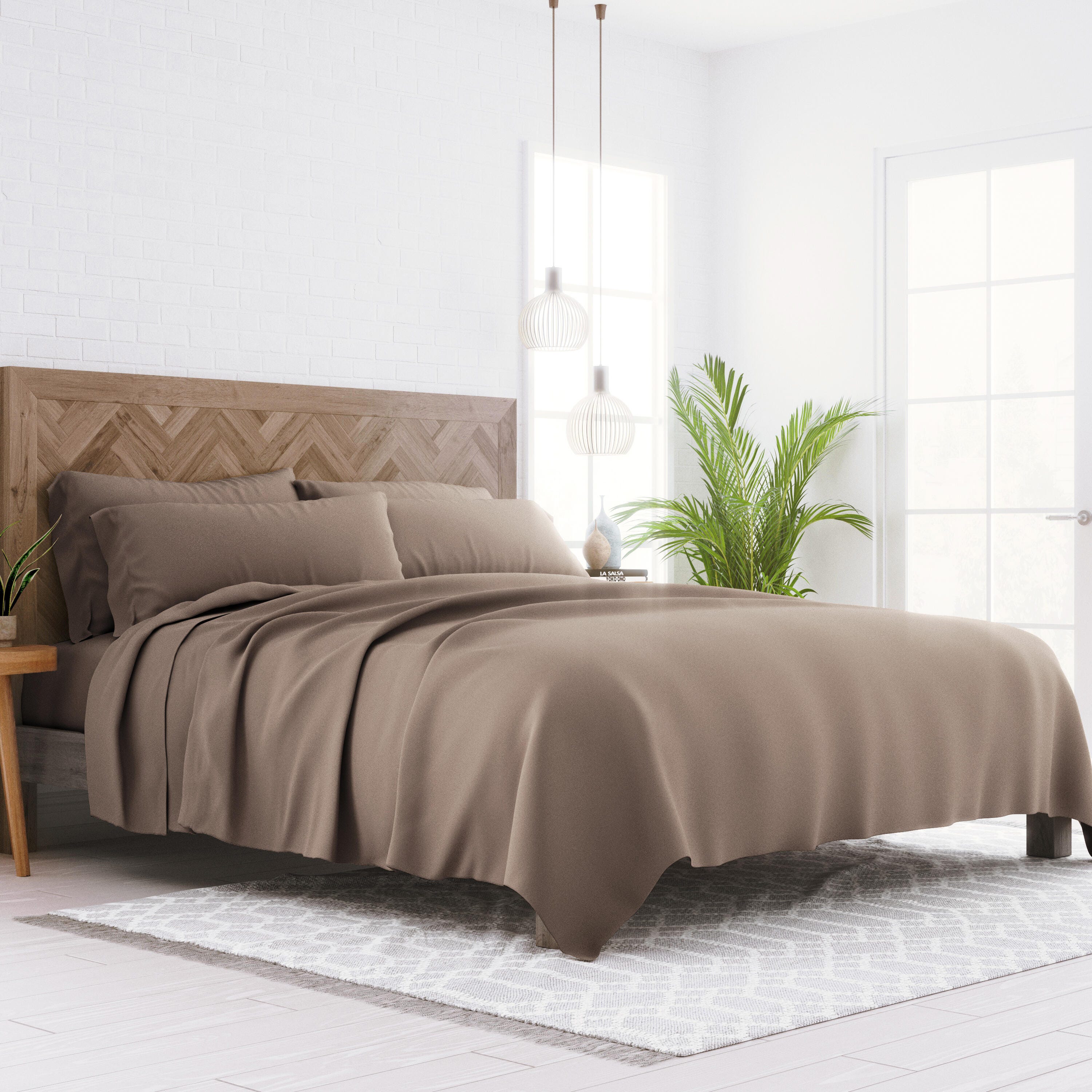 3 Piece Luxury Ultra Soft Twin XL Sheet Set, Taupe, large