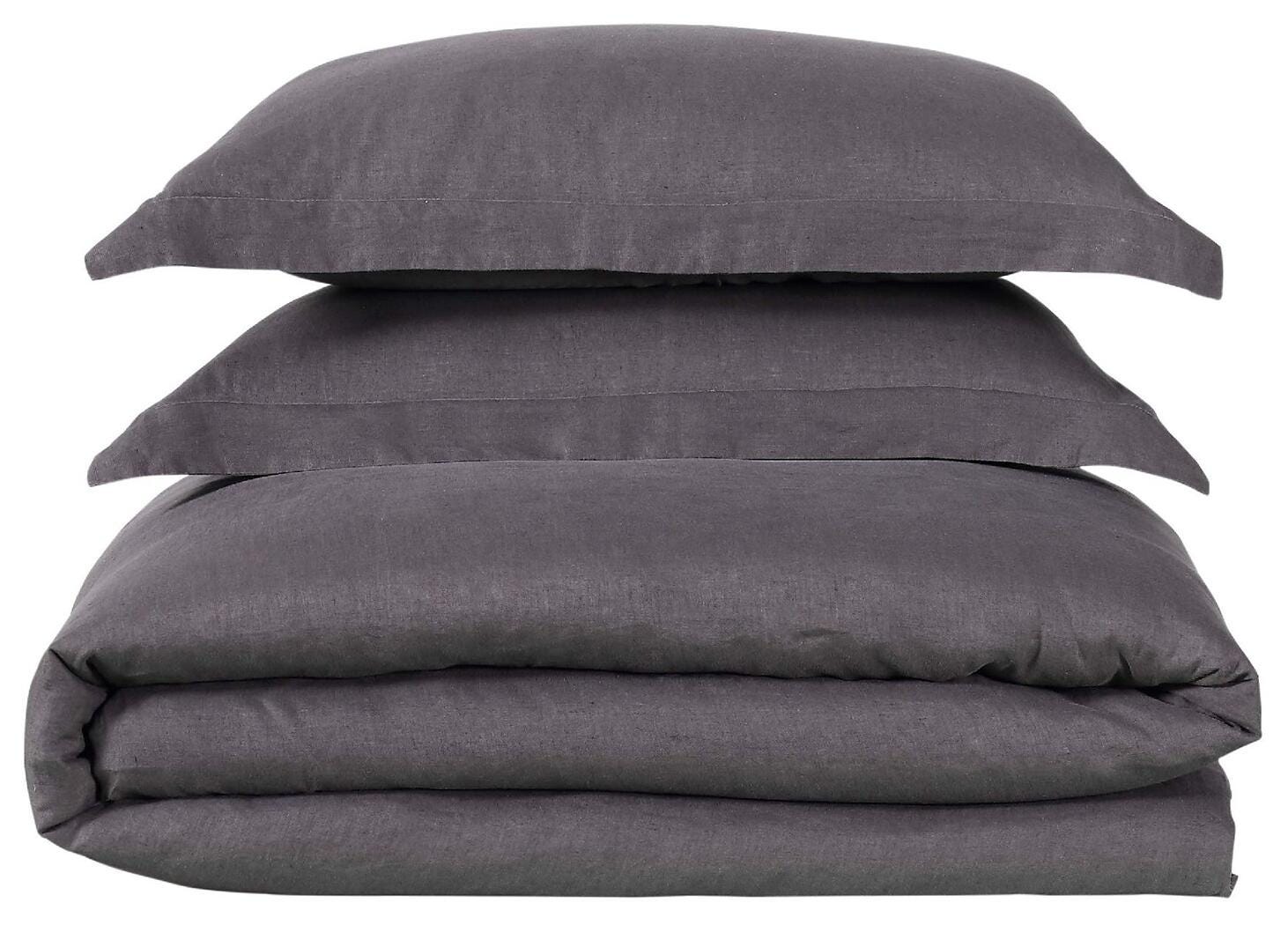 Linen Brooklyn Loom Full/Queen Duvet Set, Charcoal, large