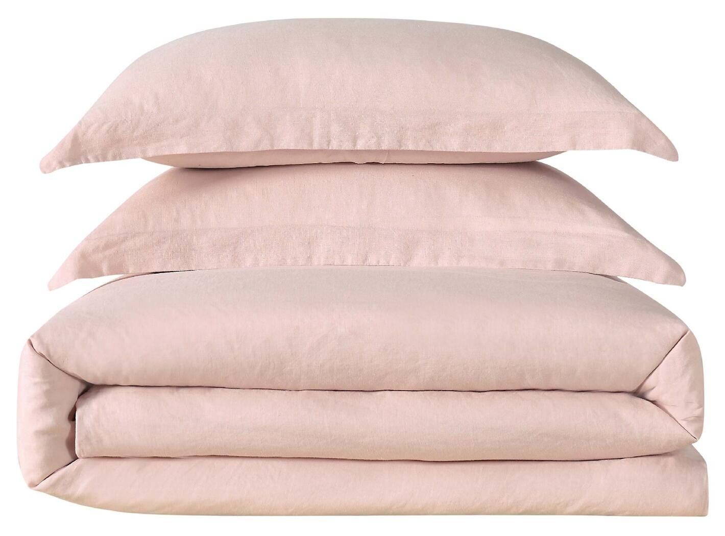 Linen Brooklyn Loom King Duvet Set, Blush Pink, rollover