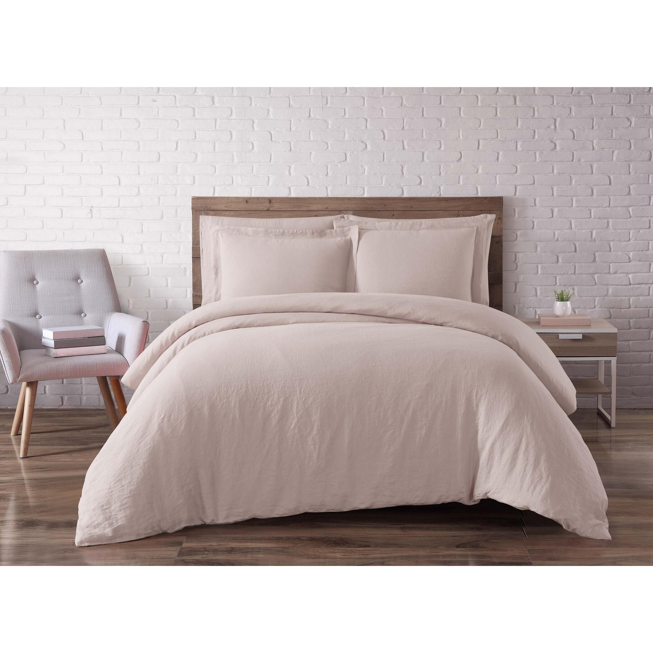 Linen Brooklyn Loom King Duvet Set, Blush Pink, large