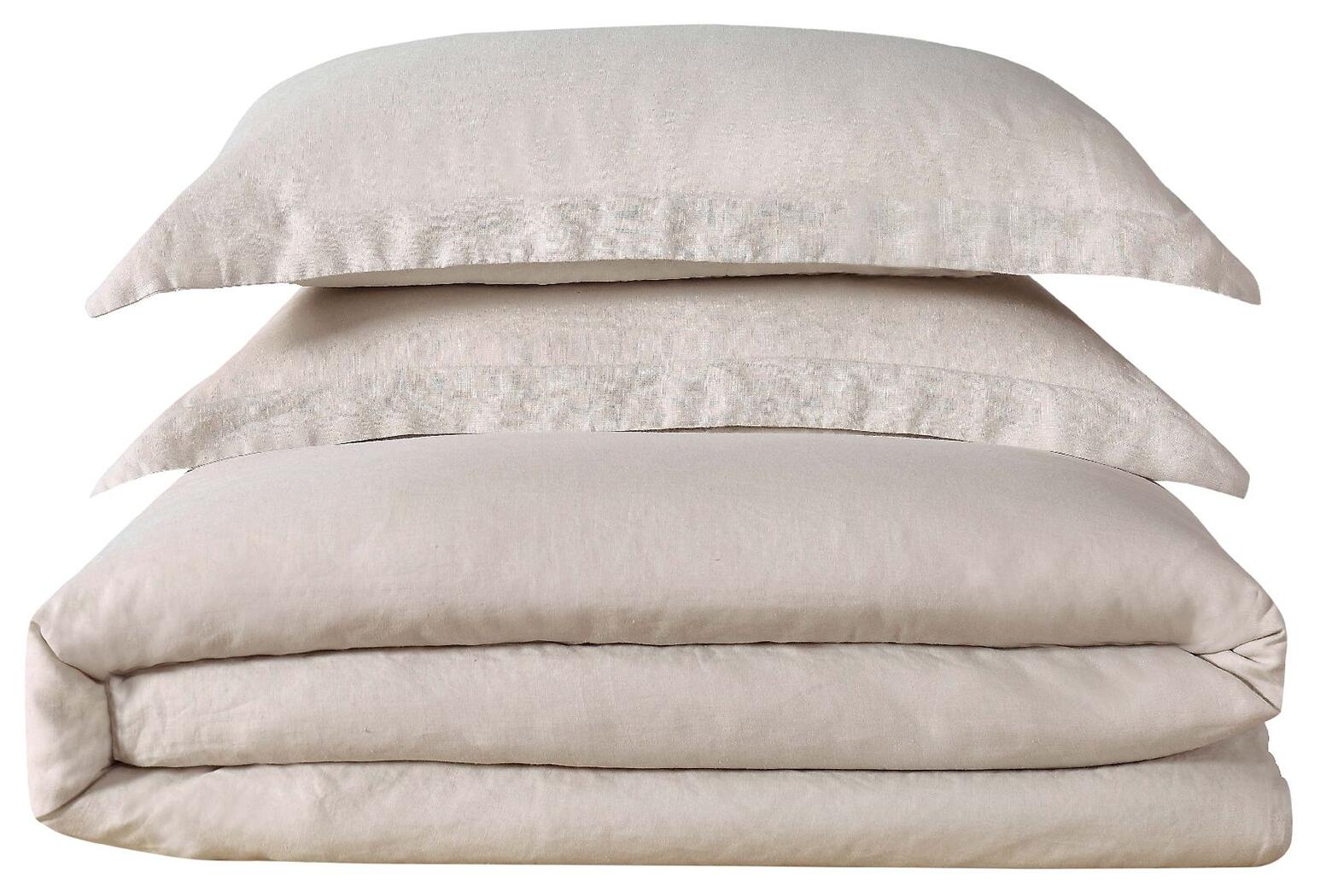 Linen Brooklyn Loom King Duvet Set, Cream, large