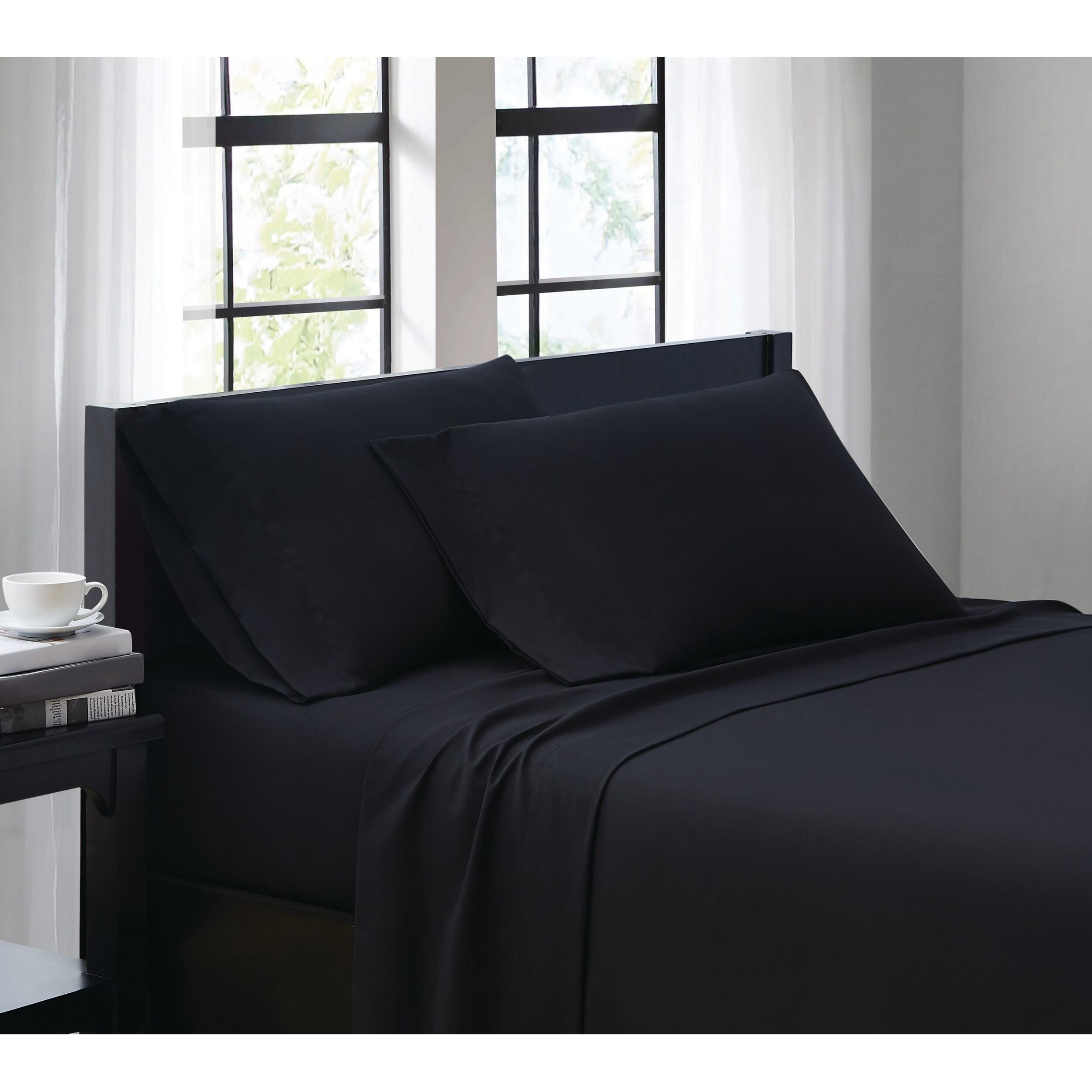 Microfiber Truly Soft Twin Sheet Set, Black, large